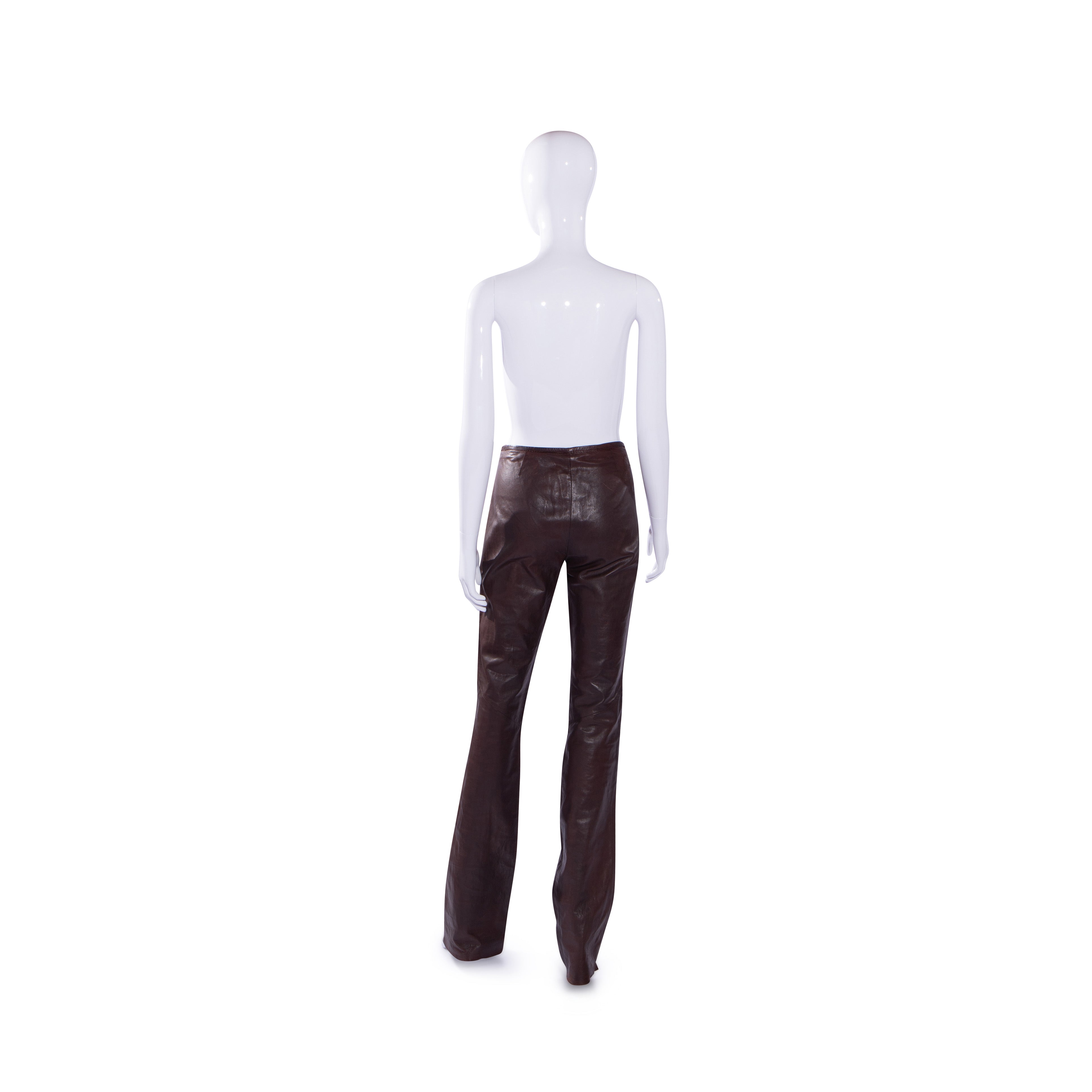 S/S 2004 Butterfly Lace-Up Brown Leather Pants