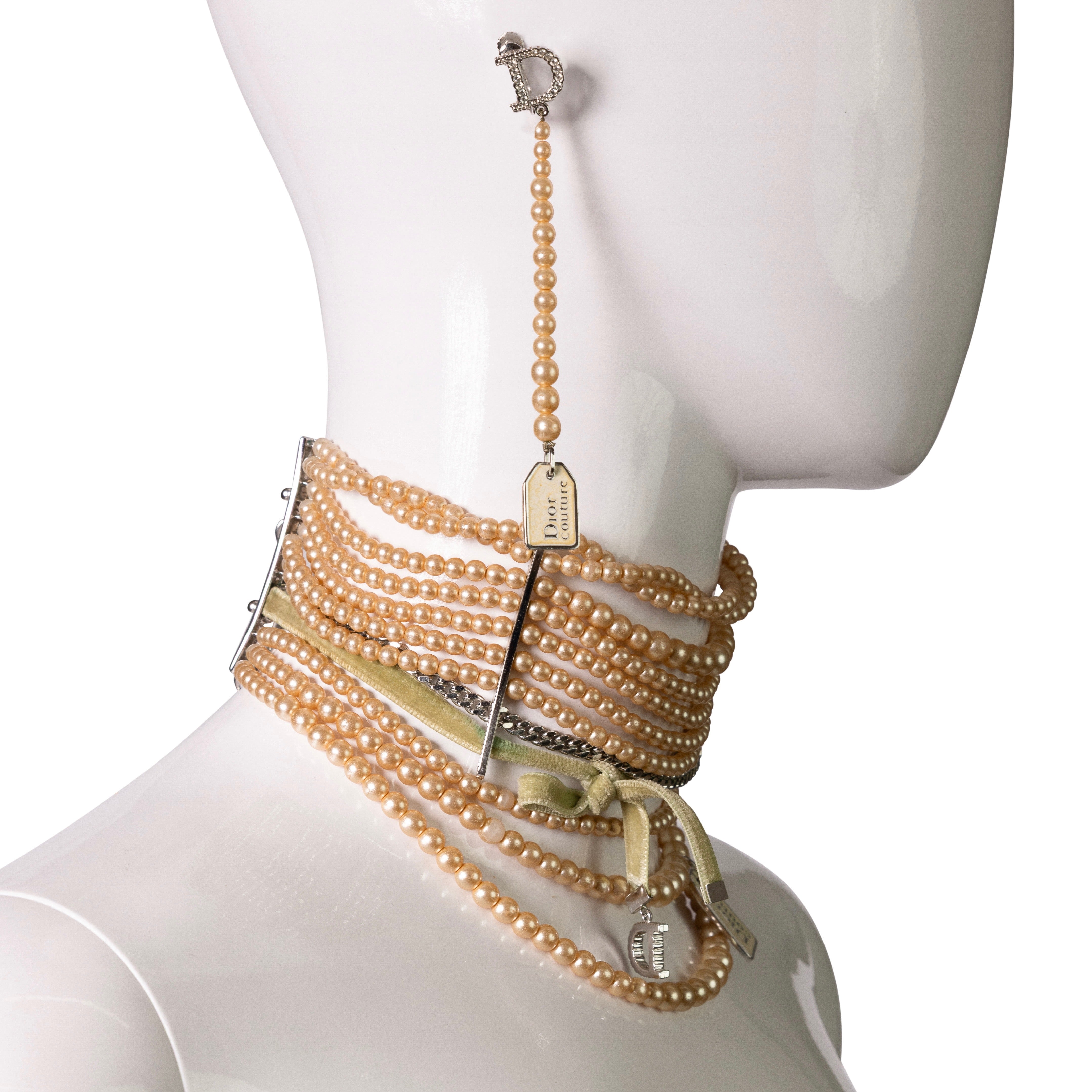 “Dior Couture” Multi-Strand Pearl Choker & Drop Earrings