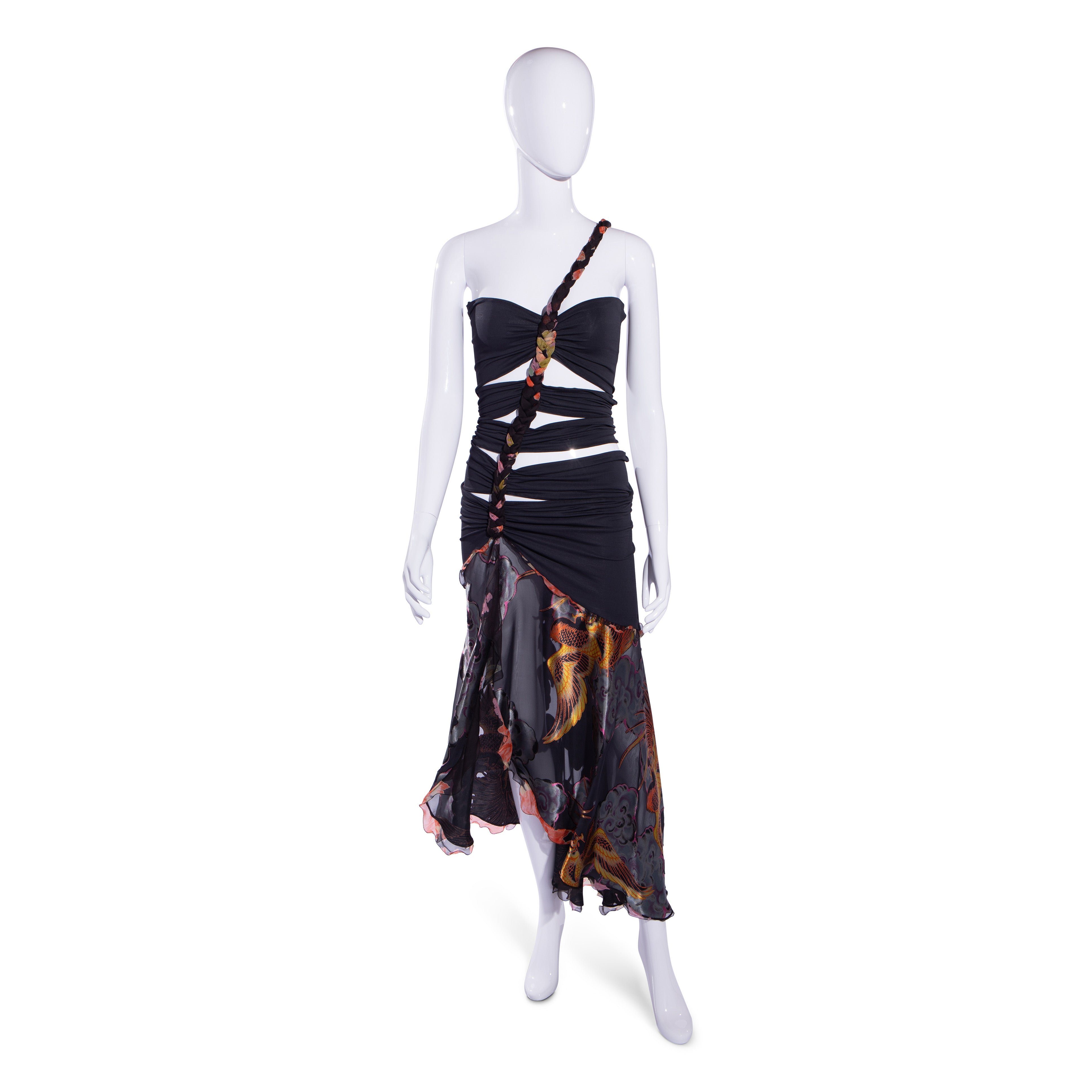 S/S 2004 Phoenix Knot Asymmetric Silk Cutout Gown