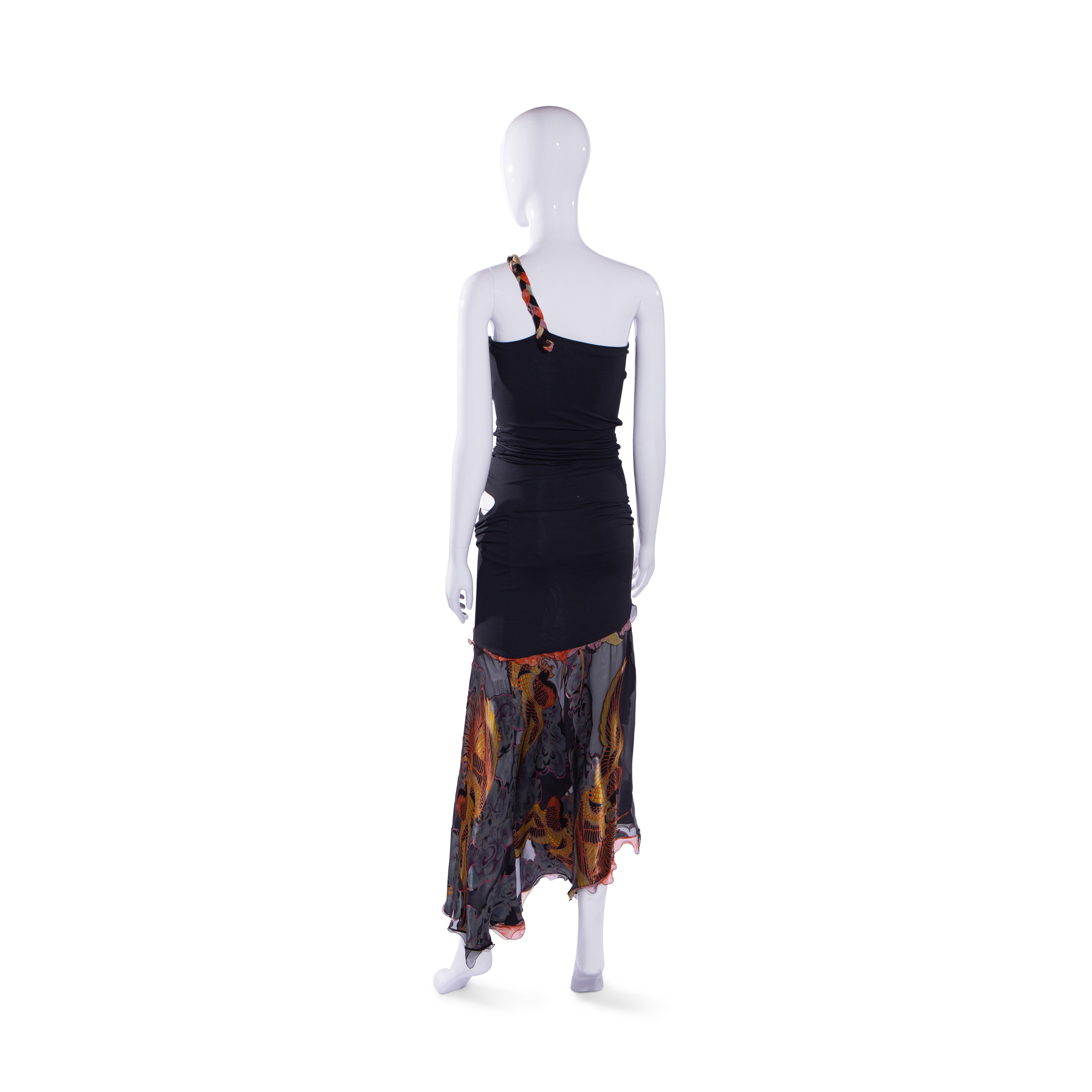 S/S 2004 Phoenix Knot Asymmetric Silk Cutout Gown