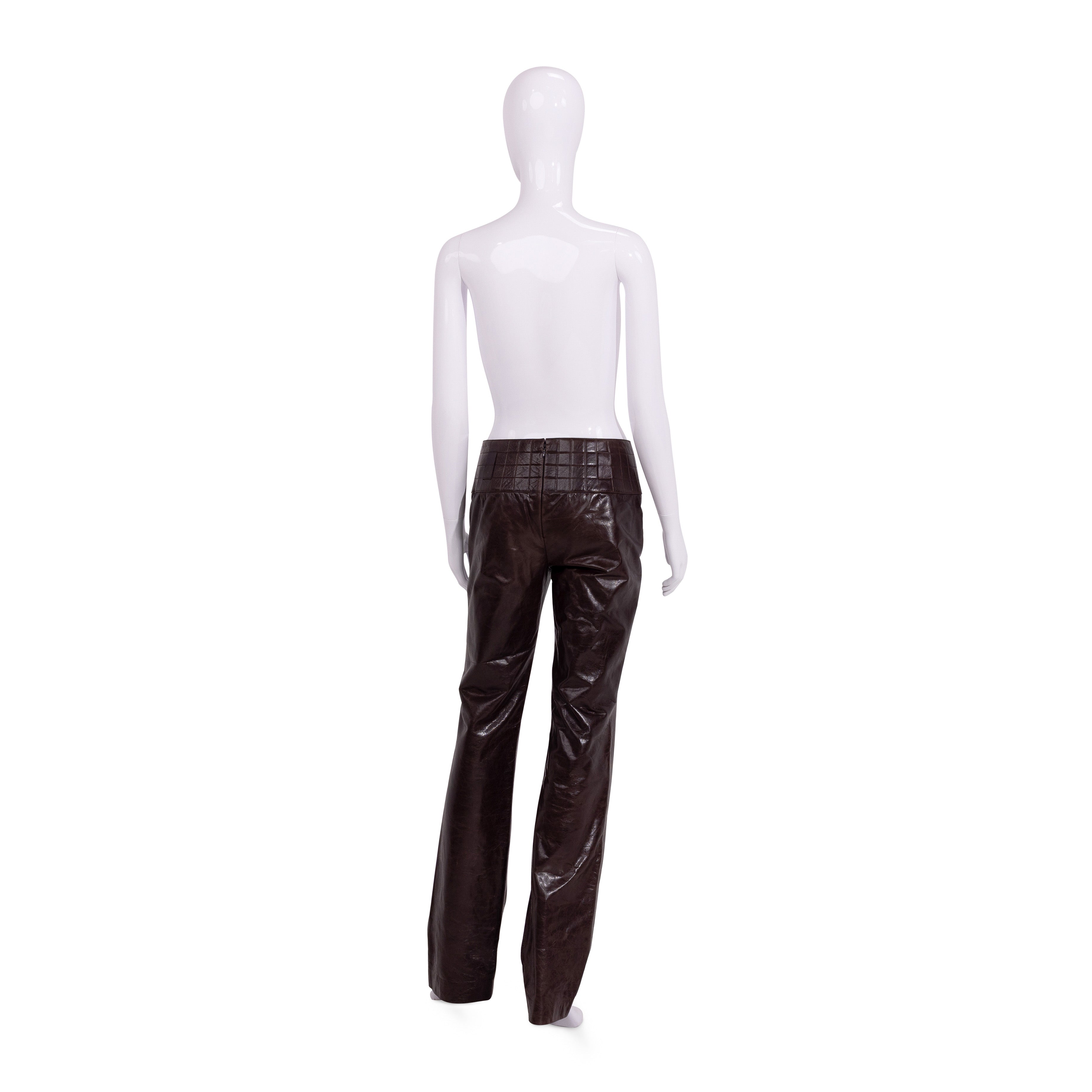 F/W 2002 Quilted Brown Leather Pants