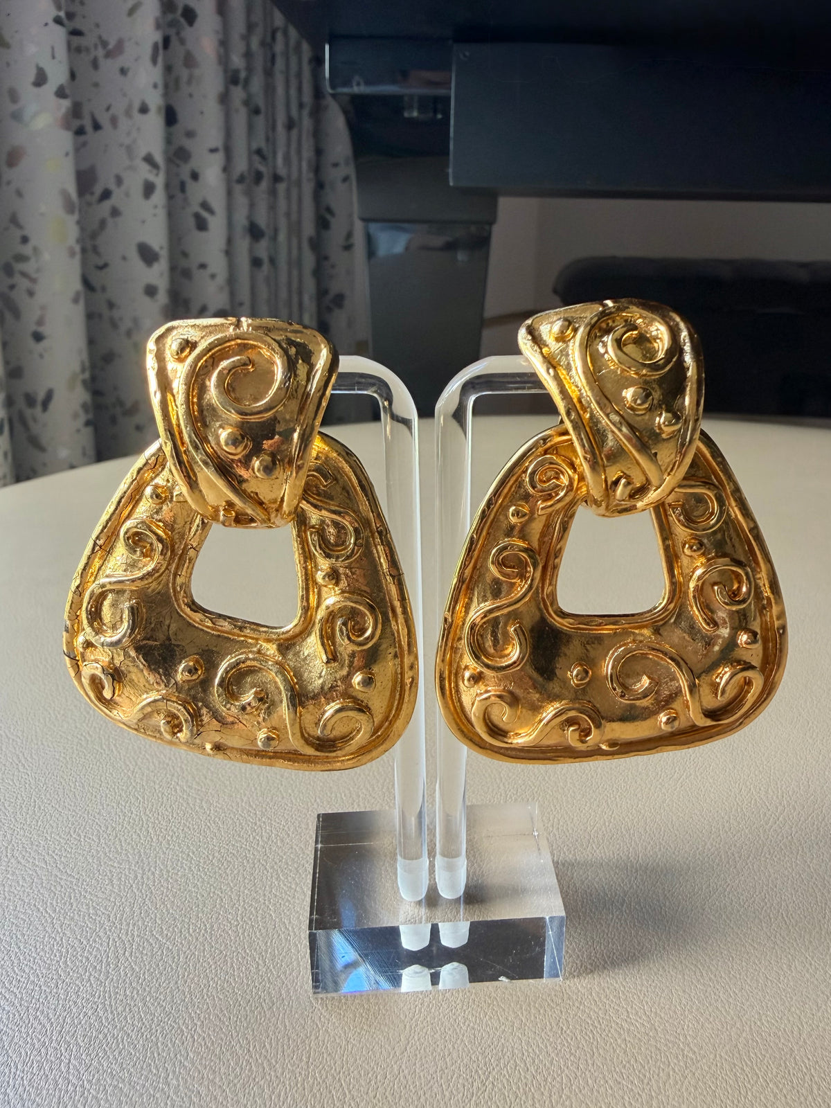 1980s Baroque-Inspired Chunky Gold Earrings