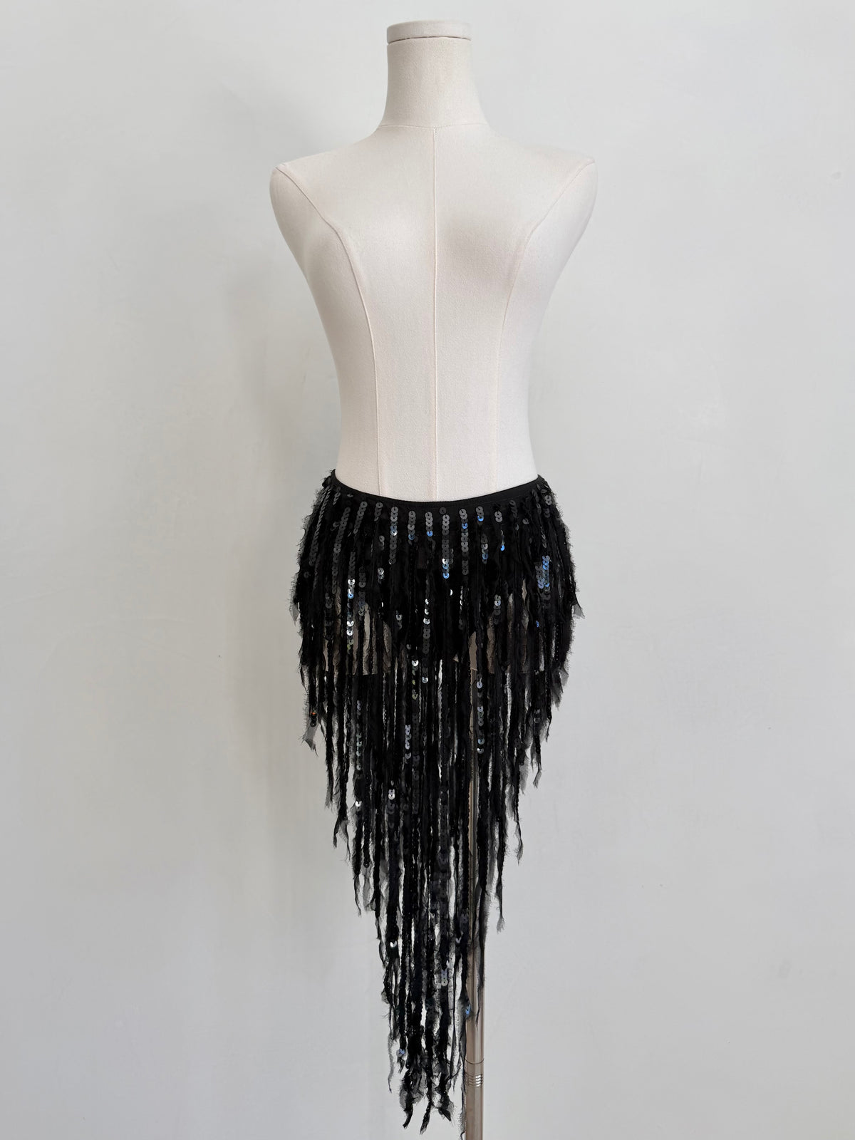 F/W 2023 Black Sequin Fringe Skirt