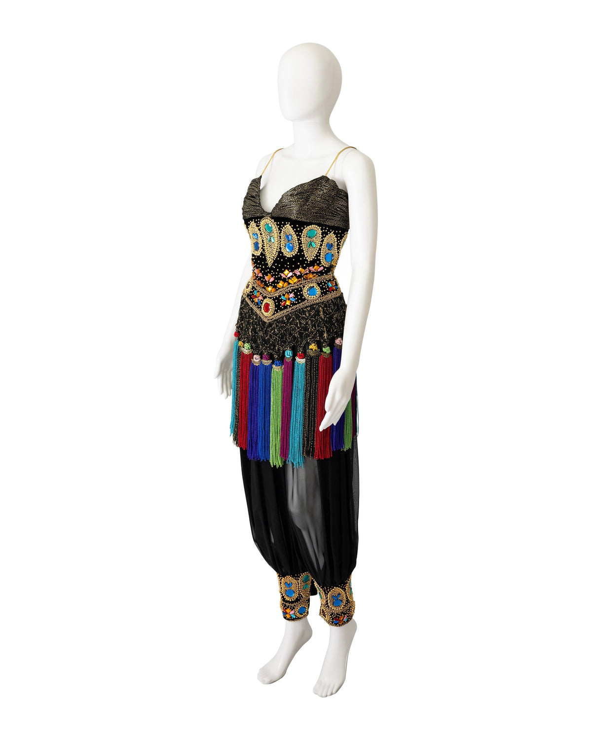 1990s Velvet and Embroidered Harem Dress