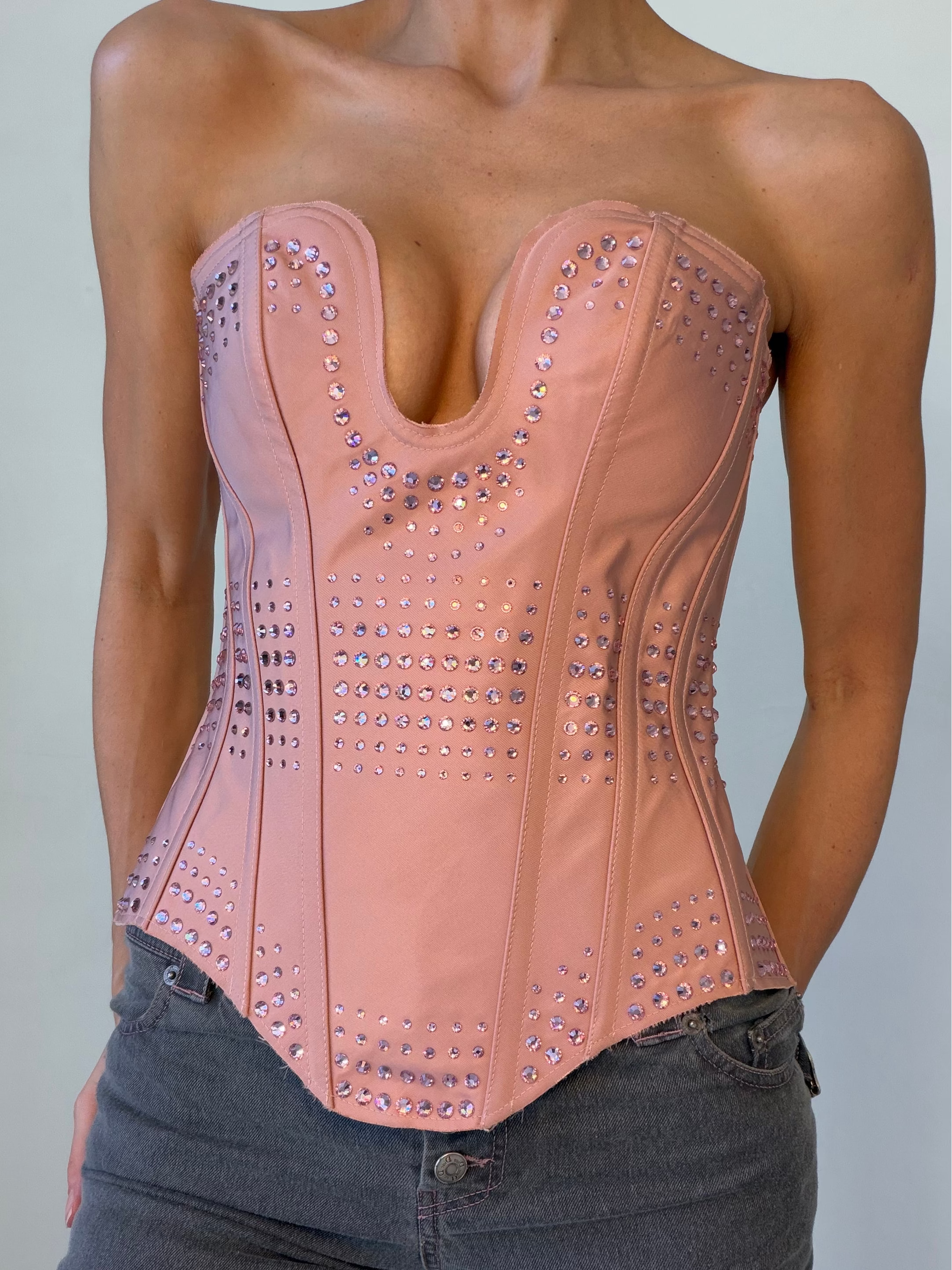NWT Gucci S/S 2022 Pink Rhinestone Corset