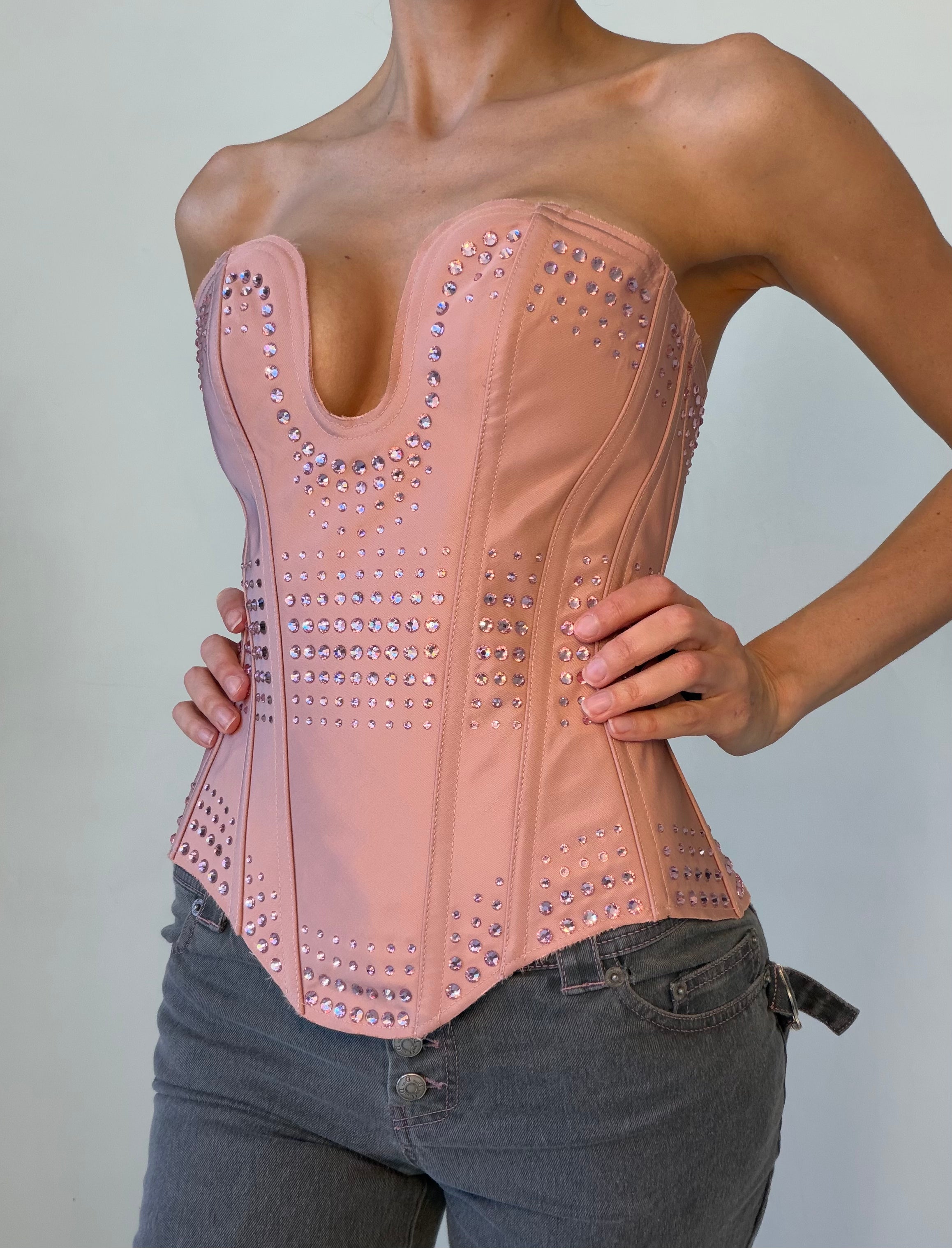 NWT Gucci S/S 2022 Pink Rhinestone Corset