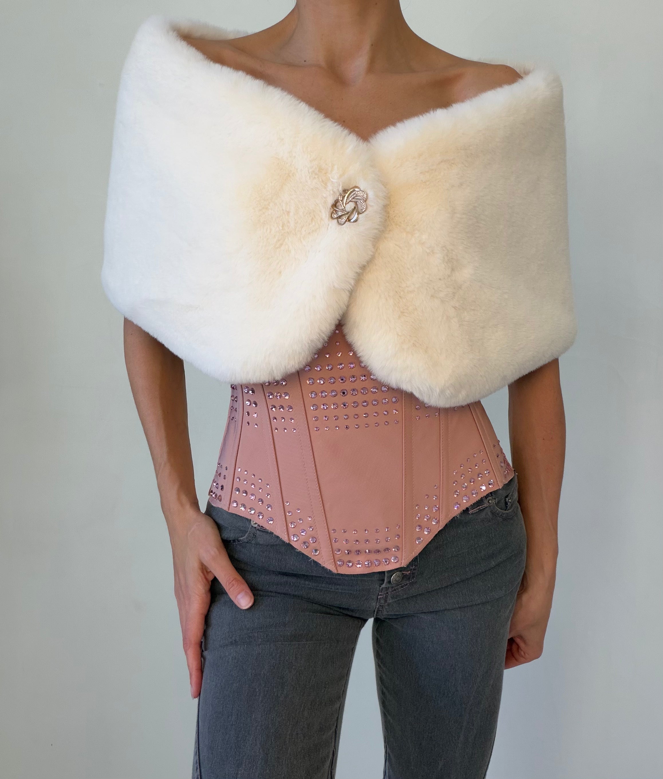 White Faux Fur Shawl