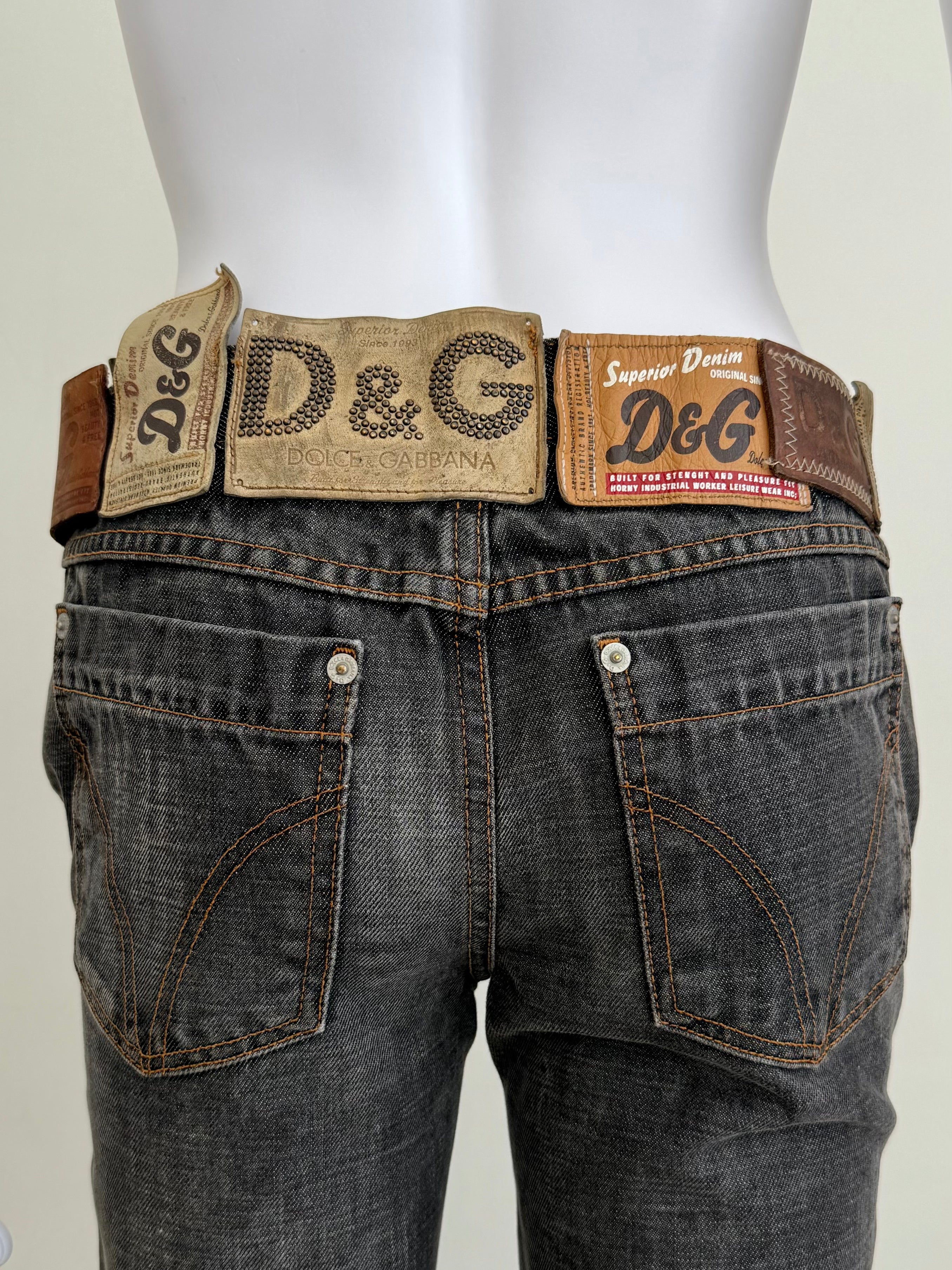 Multi-Label Dark Grey Denim Jeans