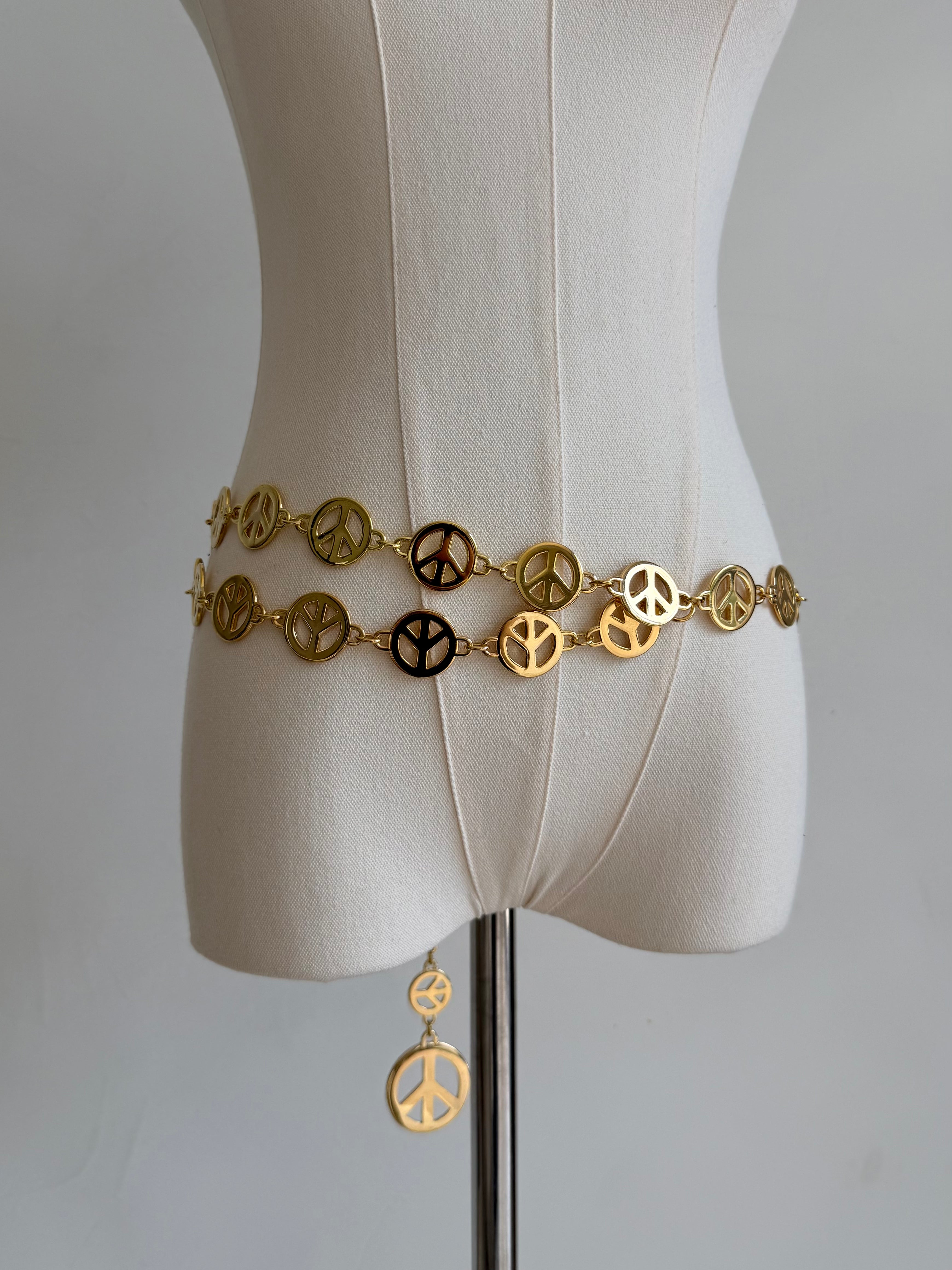 Gold Peace Sign Belt