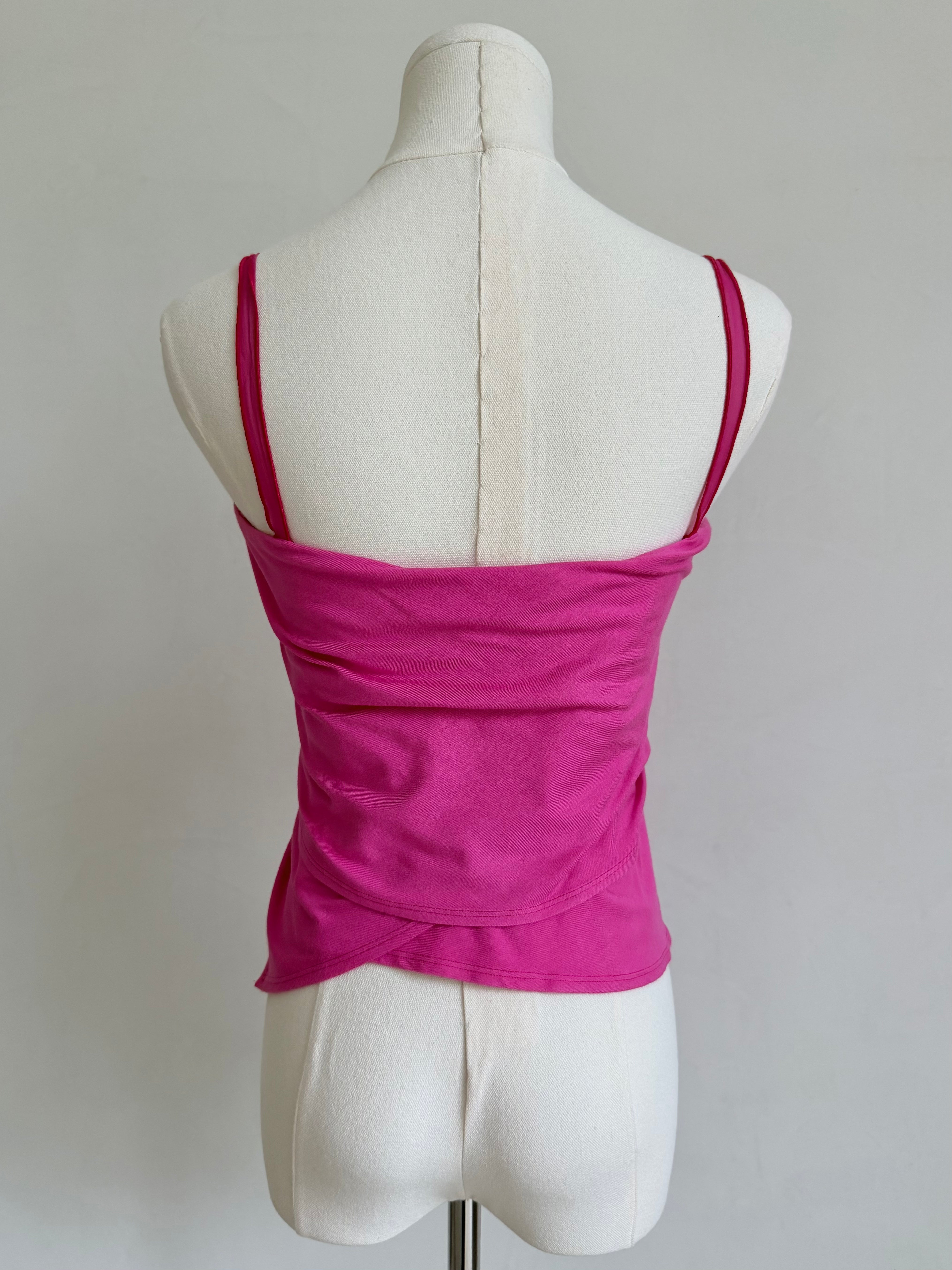 Fuchsia Asymmetric Draped Camisole Top
