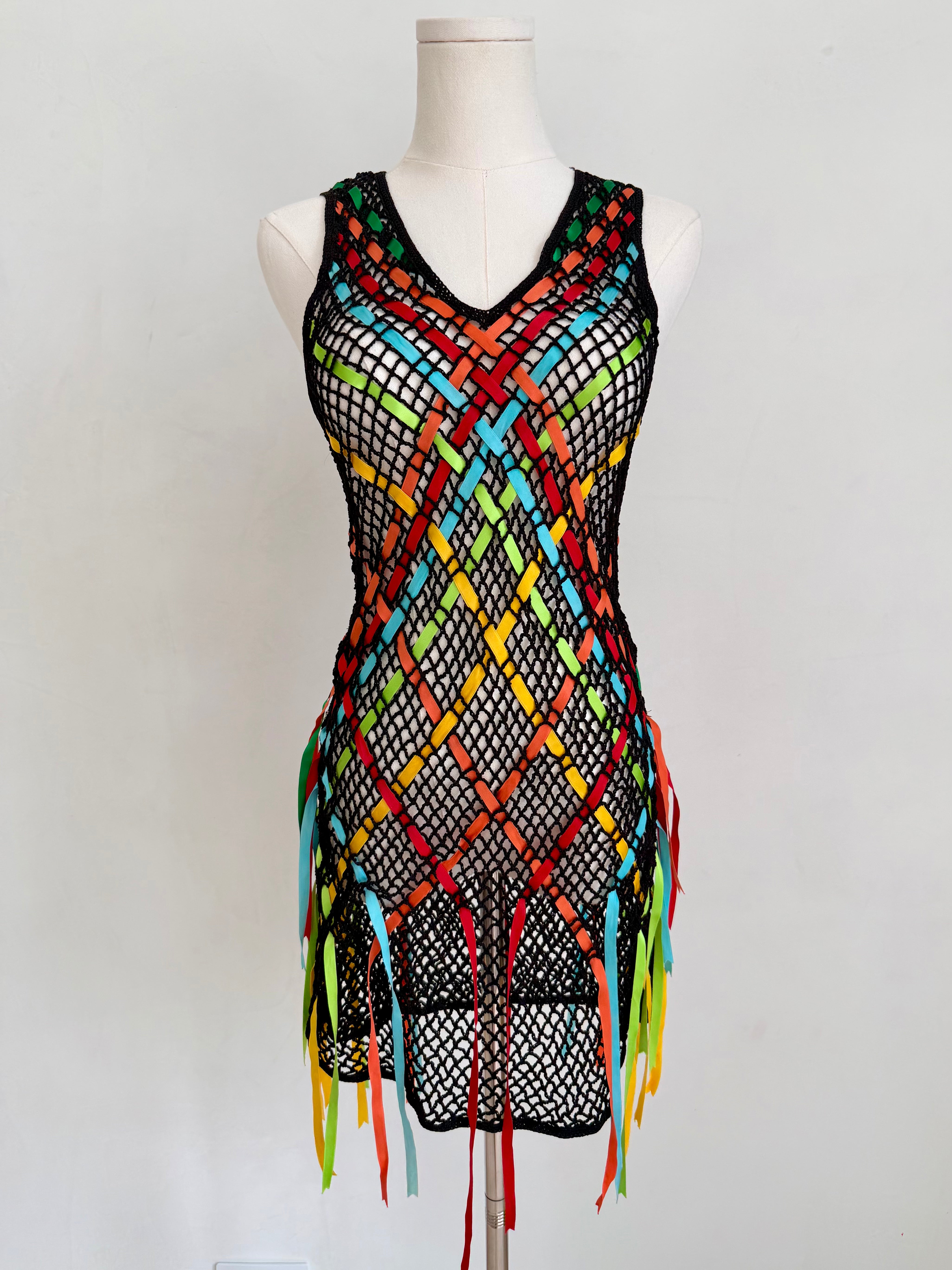 Black Crochet Ribbon Dress