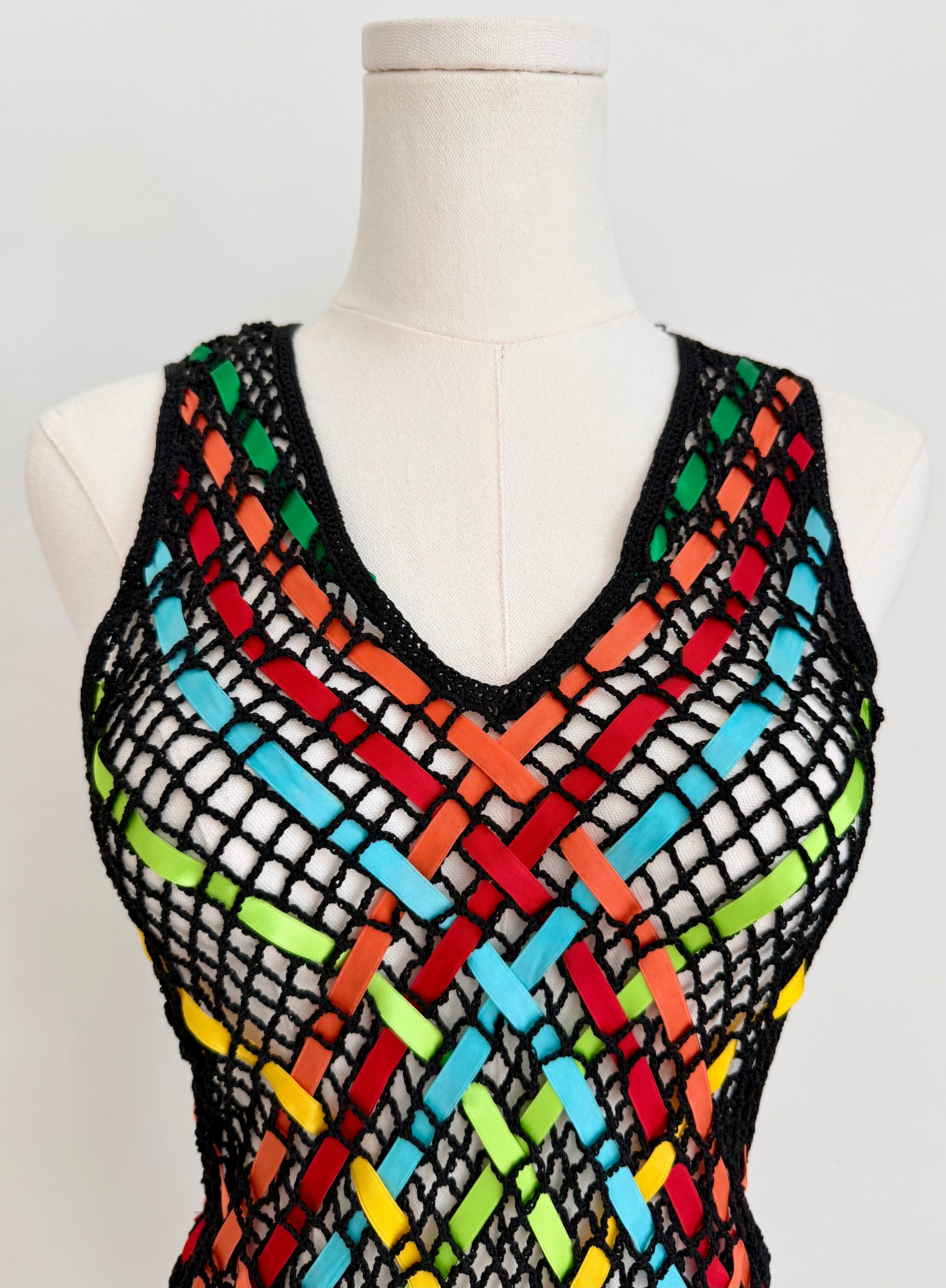 Black Crochet Ribbon Dress