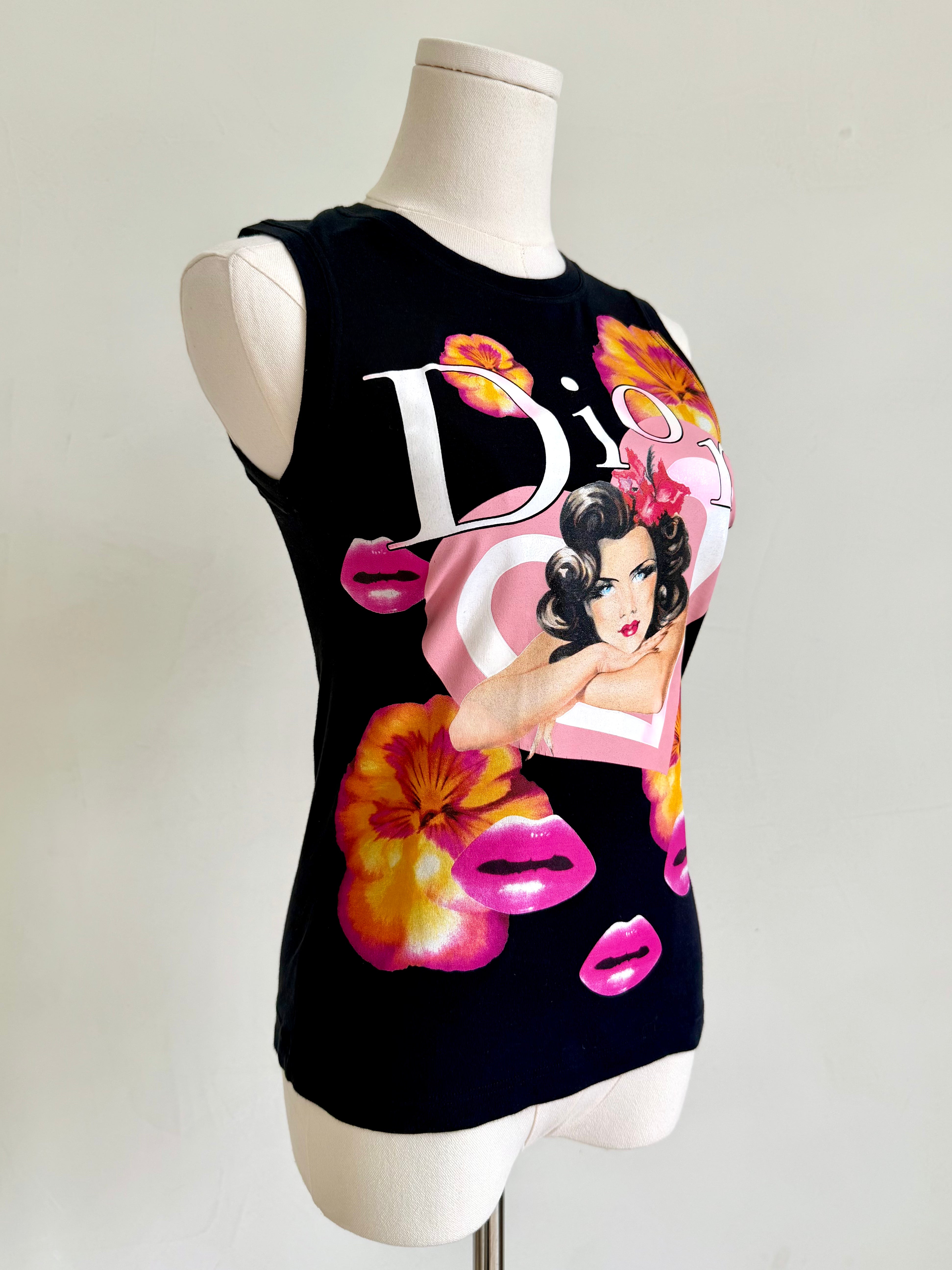Black Hibiscus & Pin-Up Portrait Tank