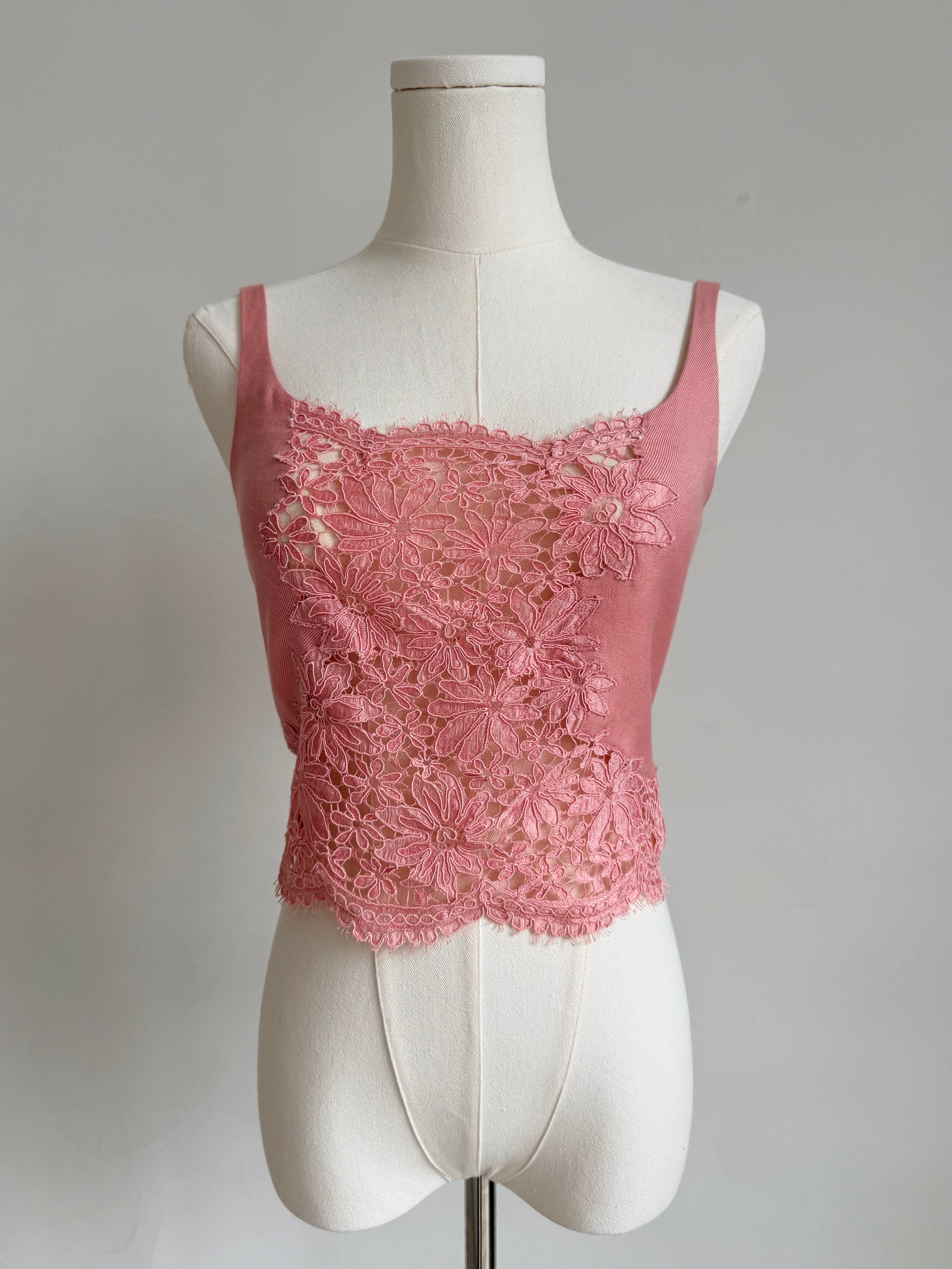 S/S 2000 Pink Floral Lace Boutique Top