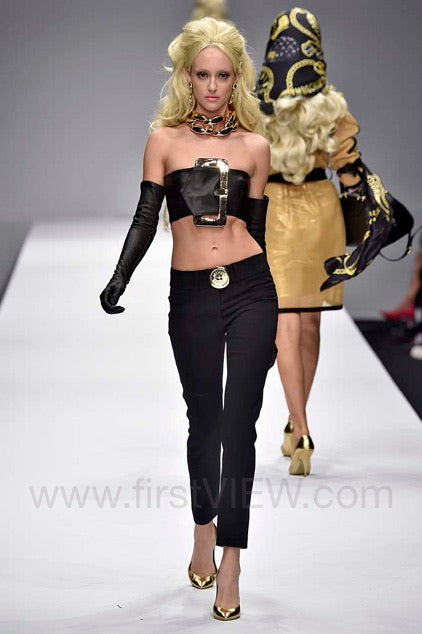 S/S 2015 Black and Gold Belt Buckle Top