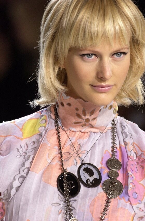 S/S 2003 “Mademoiselle Cameo” Pendant Necklace & Clip-On Earrings Set