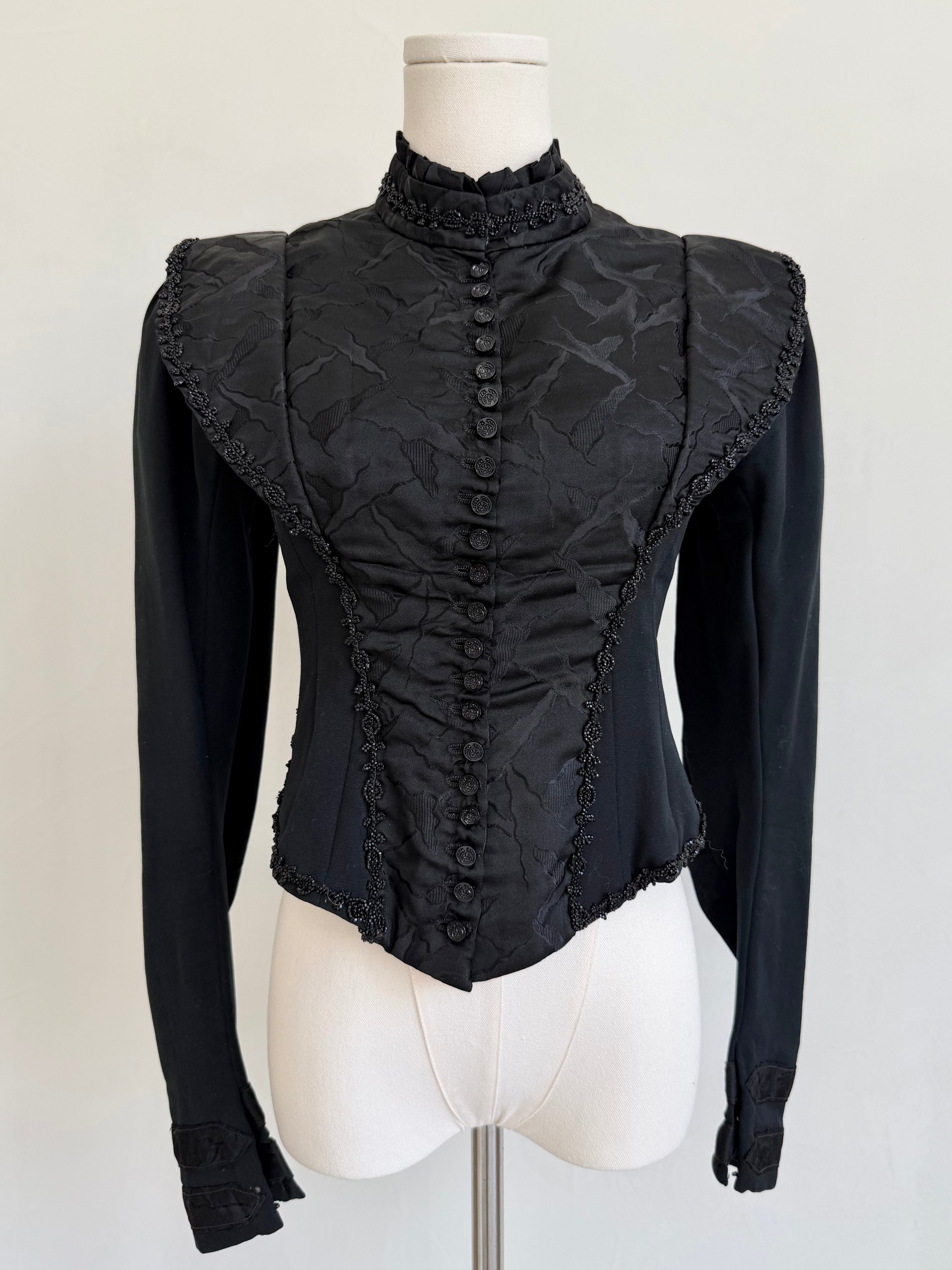 Late Victorian–Early Edwardian Black Beaded Bodice Jacket
