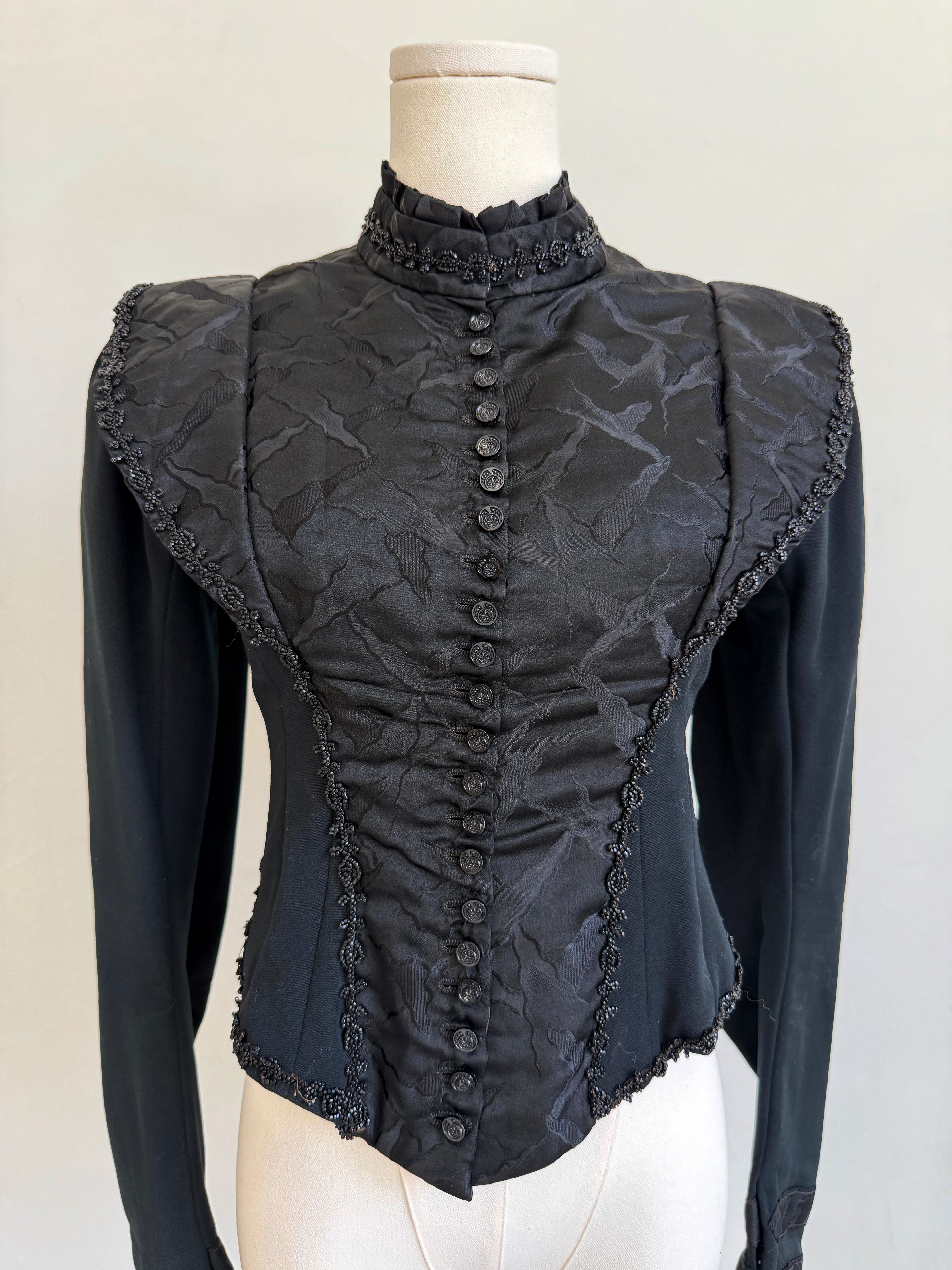 Late Victorian–Early Edwardian Black Beaded Bodice Jacket