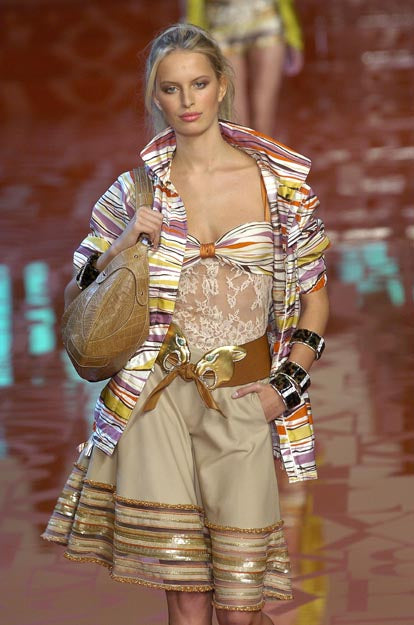 S/S 2005 Khaki Skirt with Beaded Embellishment Trim