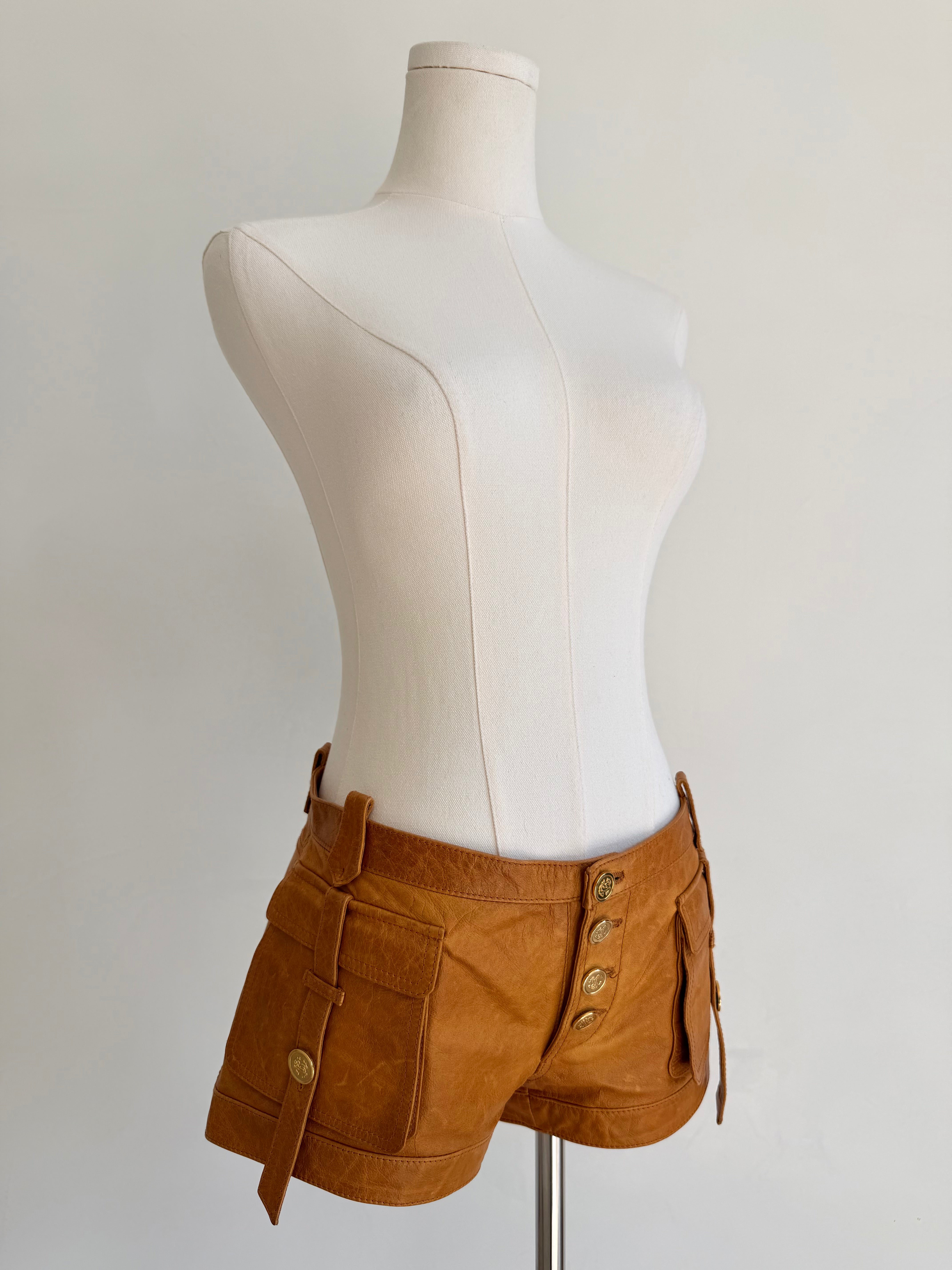 S/S 2003 Camel Leather Shorts