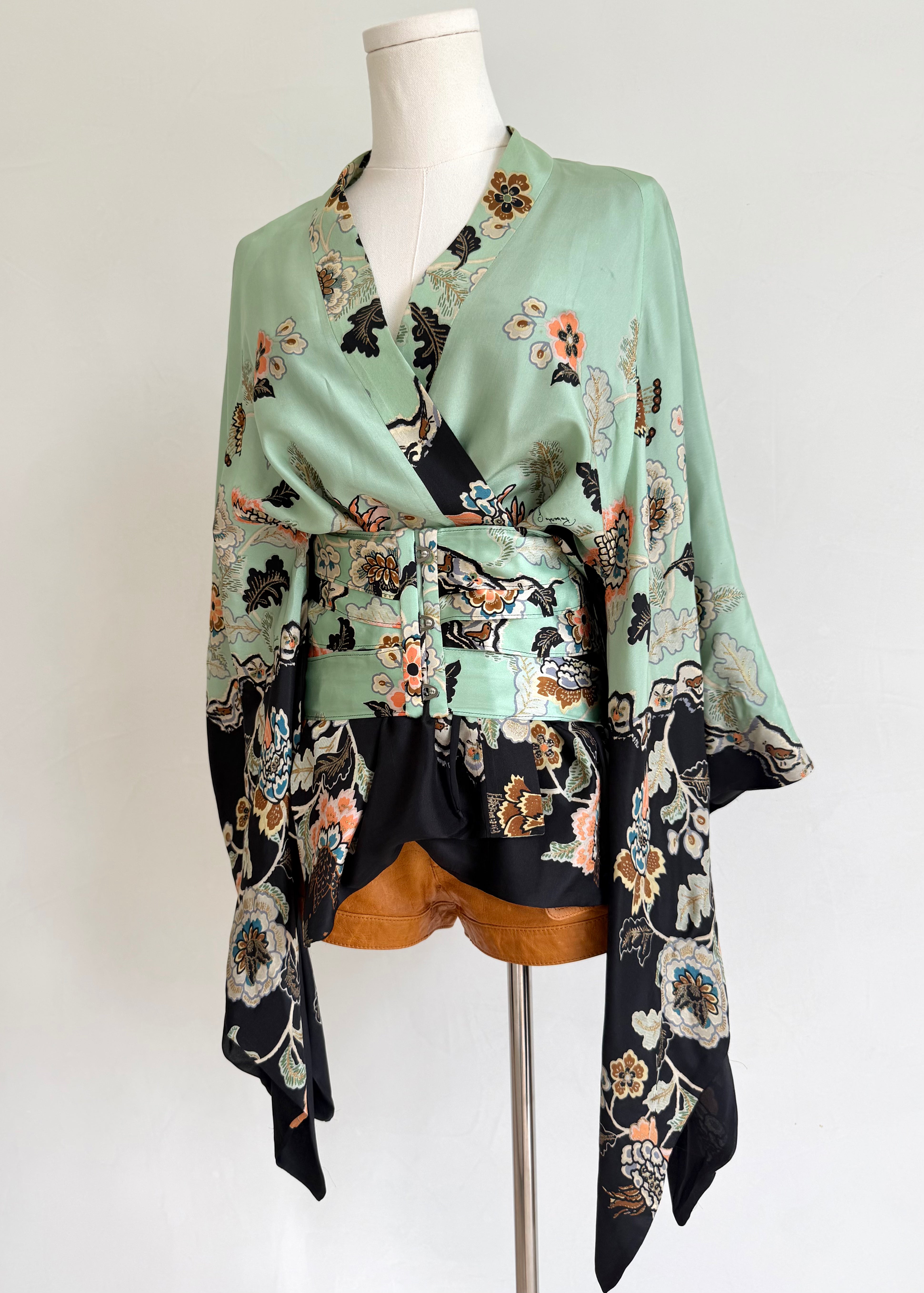 S/S 2003 Mint Floral Chinoiserie Waist Corset