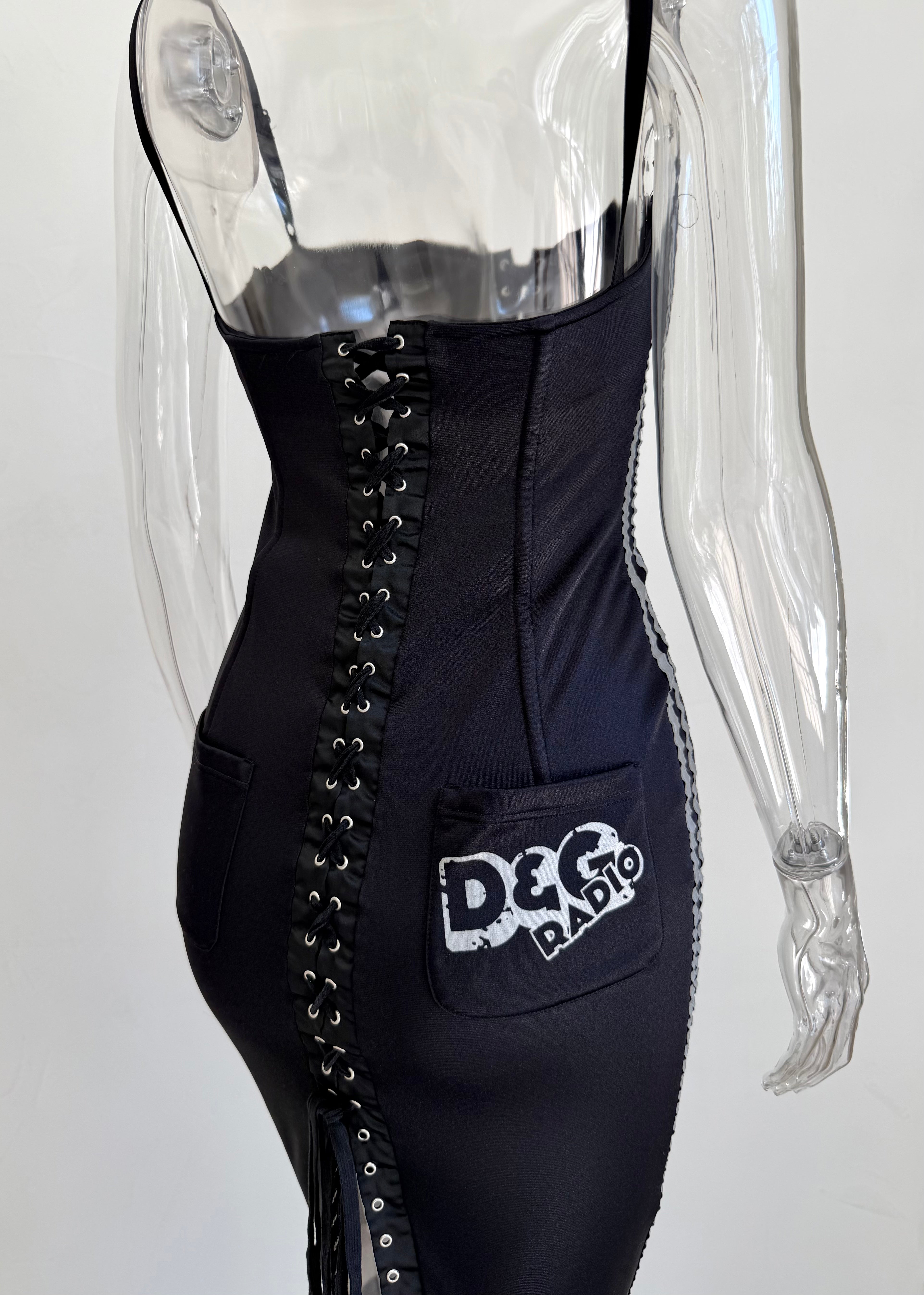 Black "D&G Radio" Corset Lace Up Dress