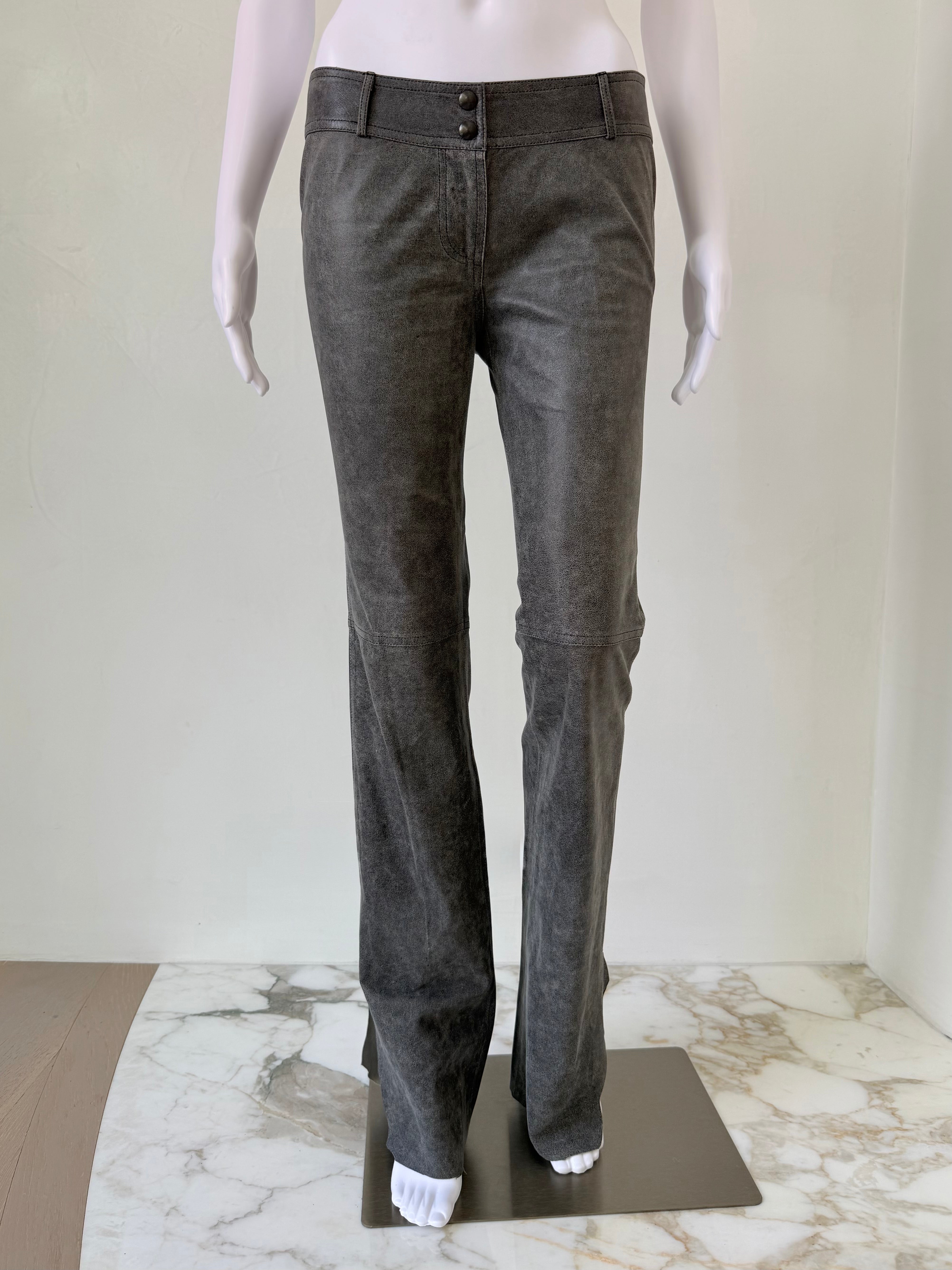 Charcoal Grey Leather Pants