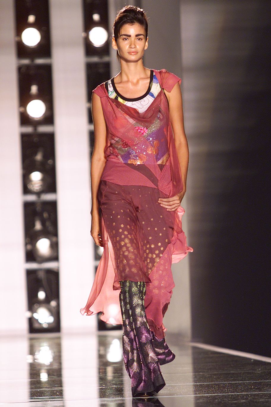 S/S 2002 Dark Denim Pants with Multicolor Starburst Embroidery