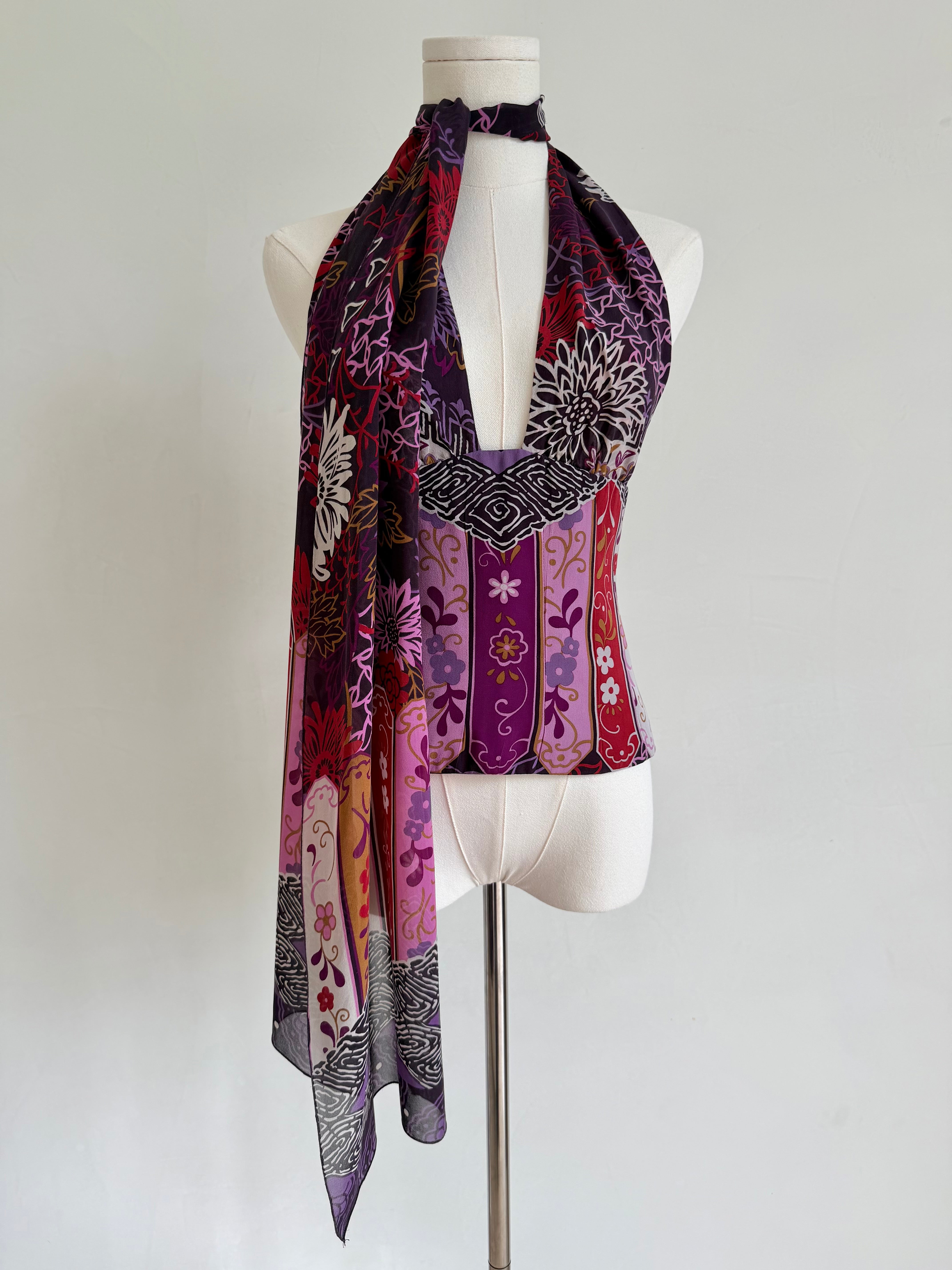 F/W 2006 Purple Patterned Silk Halter Top
