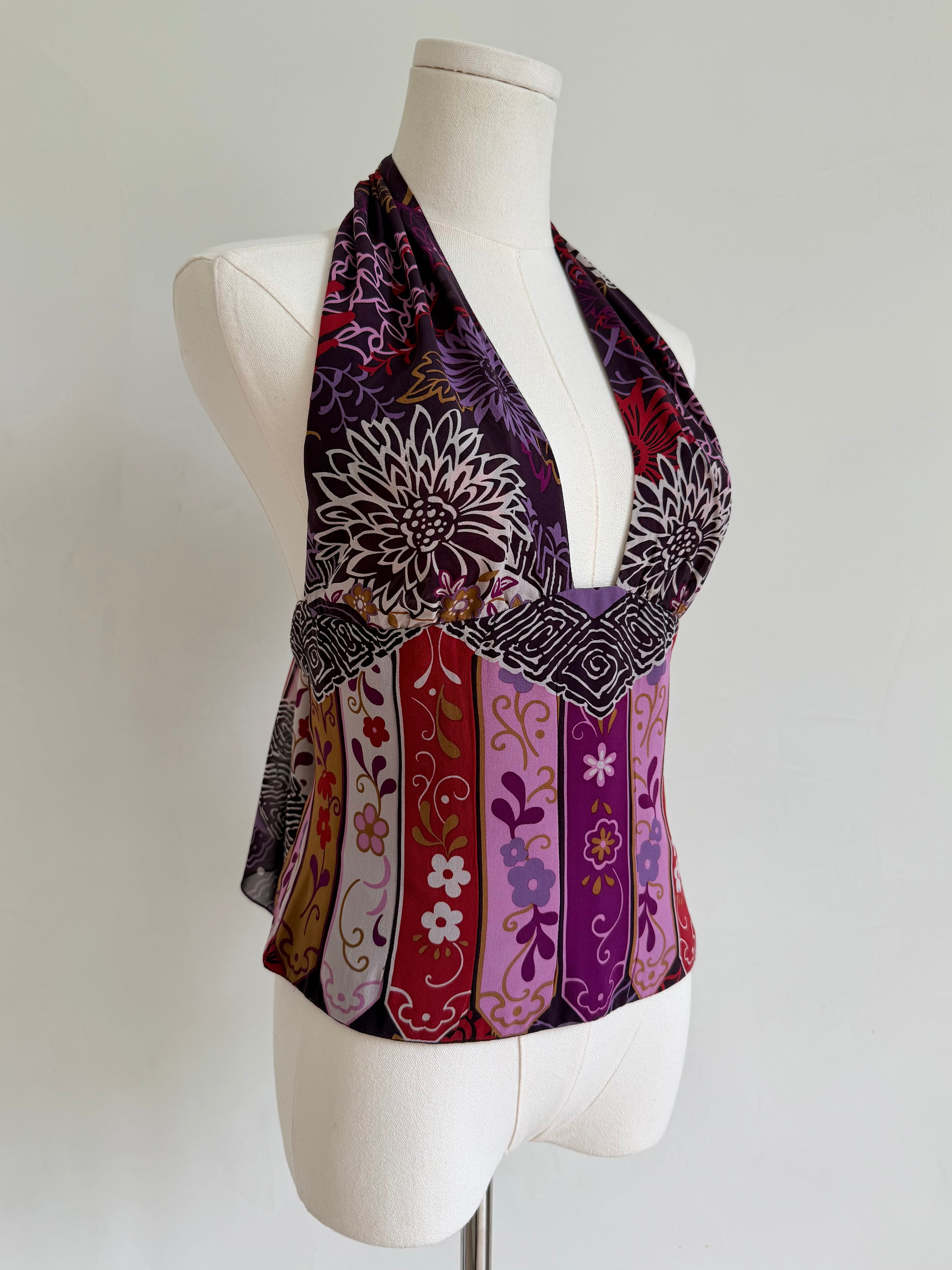 F/W 2006 Purple Patterned Silk Halter Top