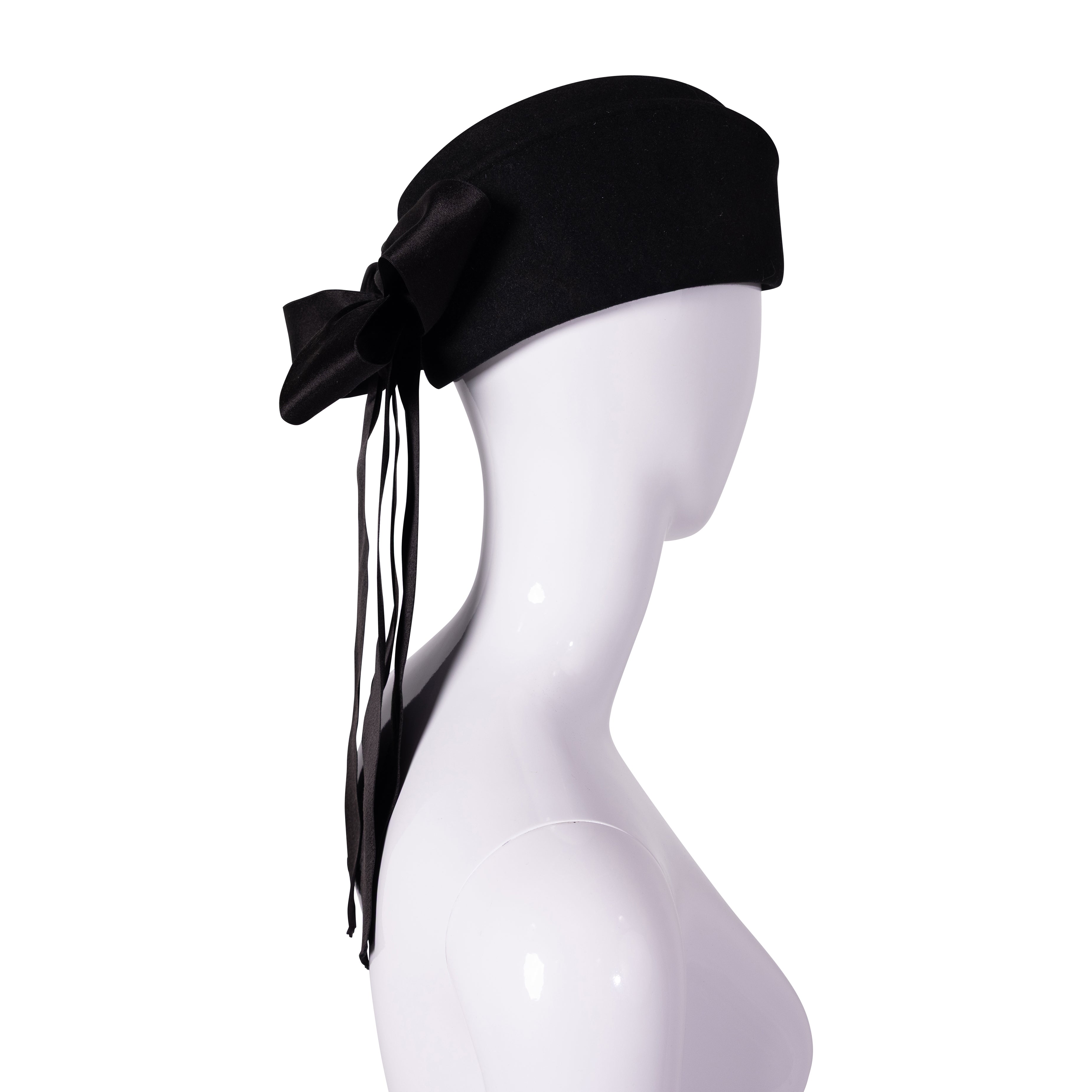 Black Wool Bow Headpiece Hat