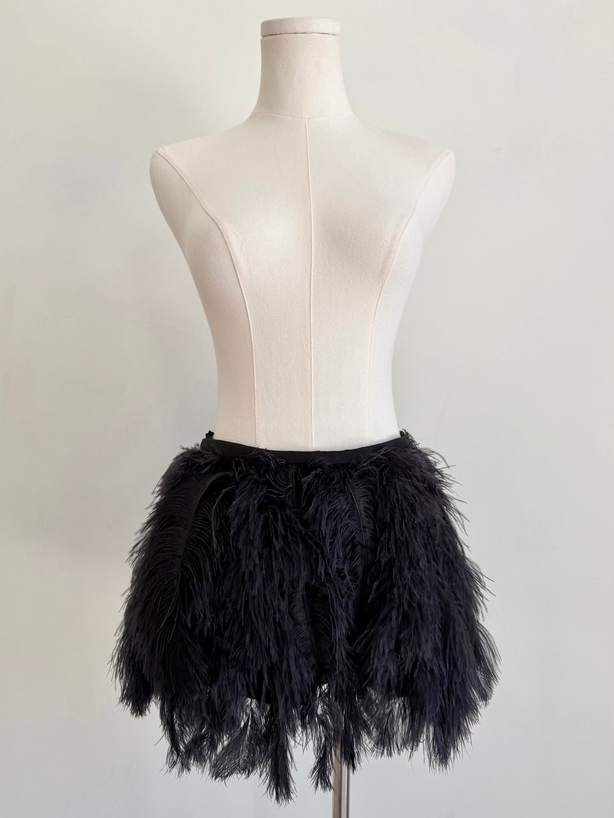 NWT S/S 2017 Black Feather Mini Skirt