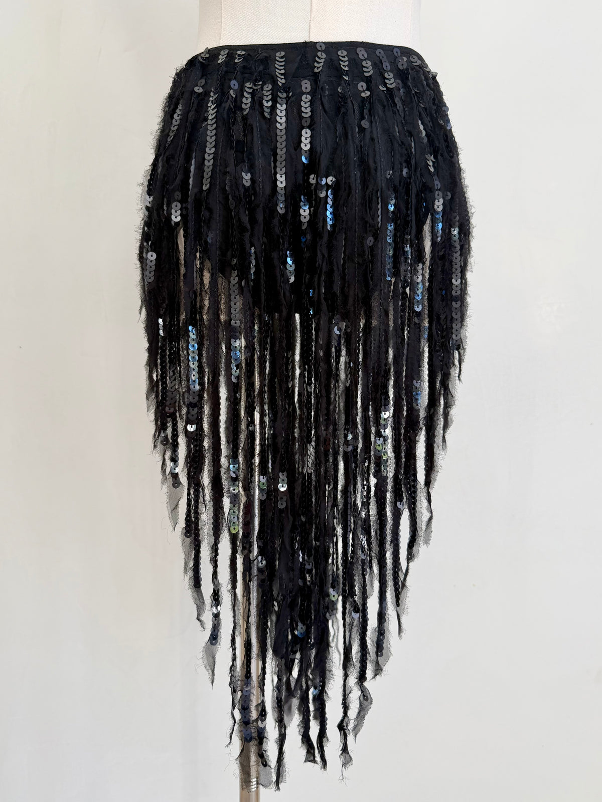 F/W 2023 Black Sequin Fringe Skirt