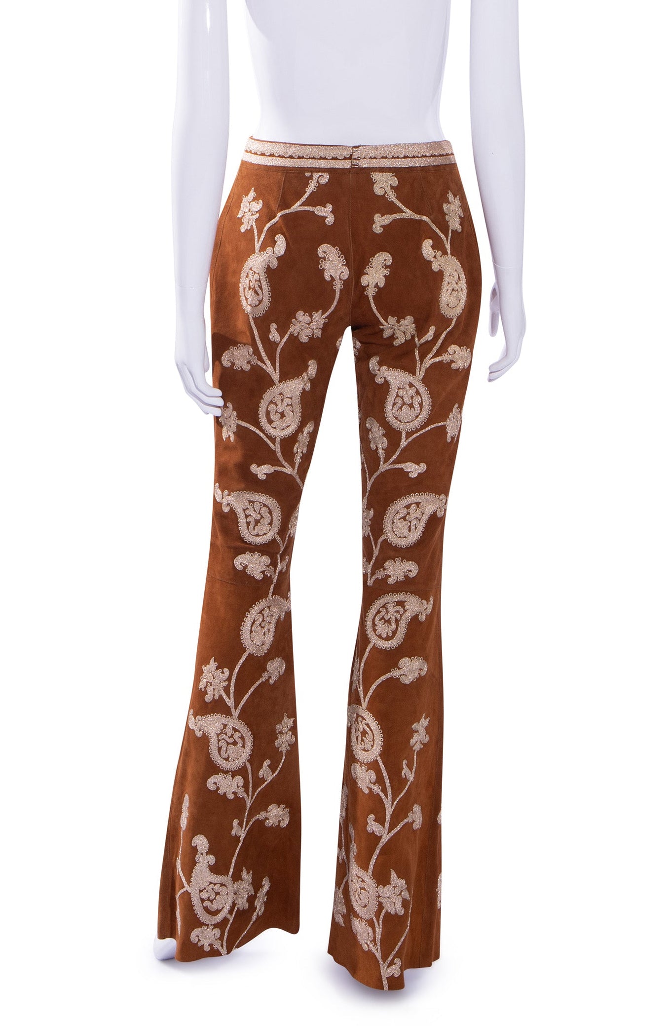 F/W 2002 Embroidered Suede Leather Pants