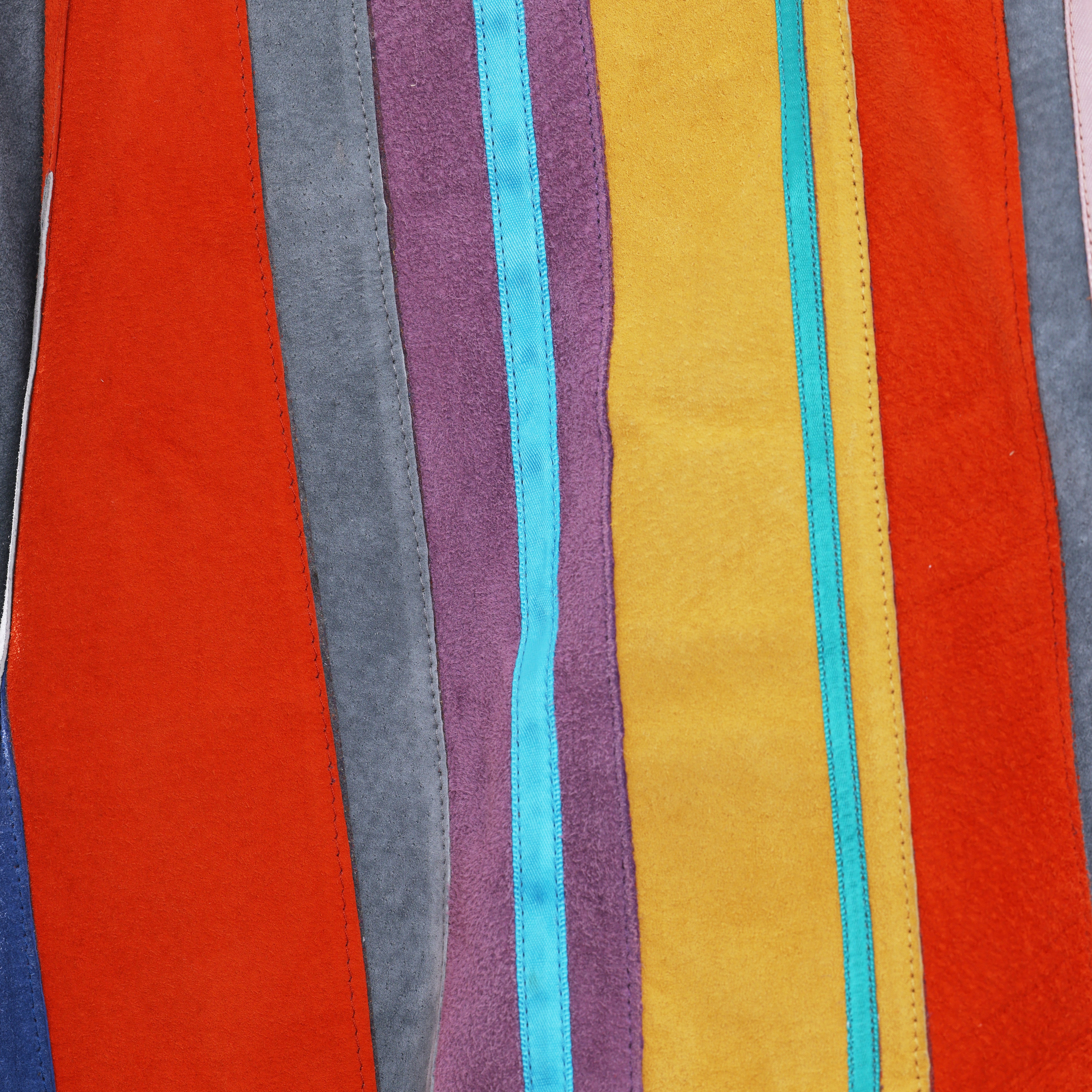 S/S 2002 Multicolor Suede & Leather Striped Pants