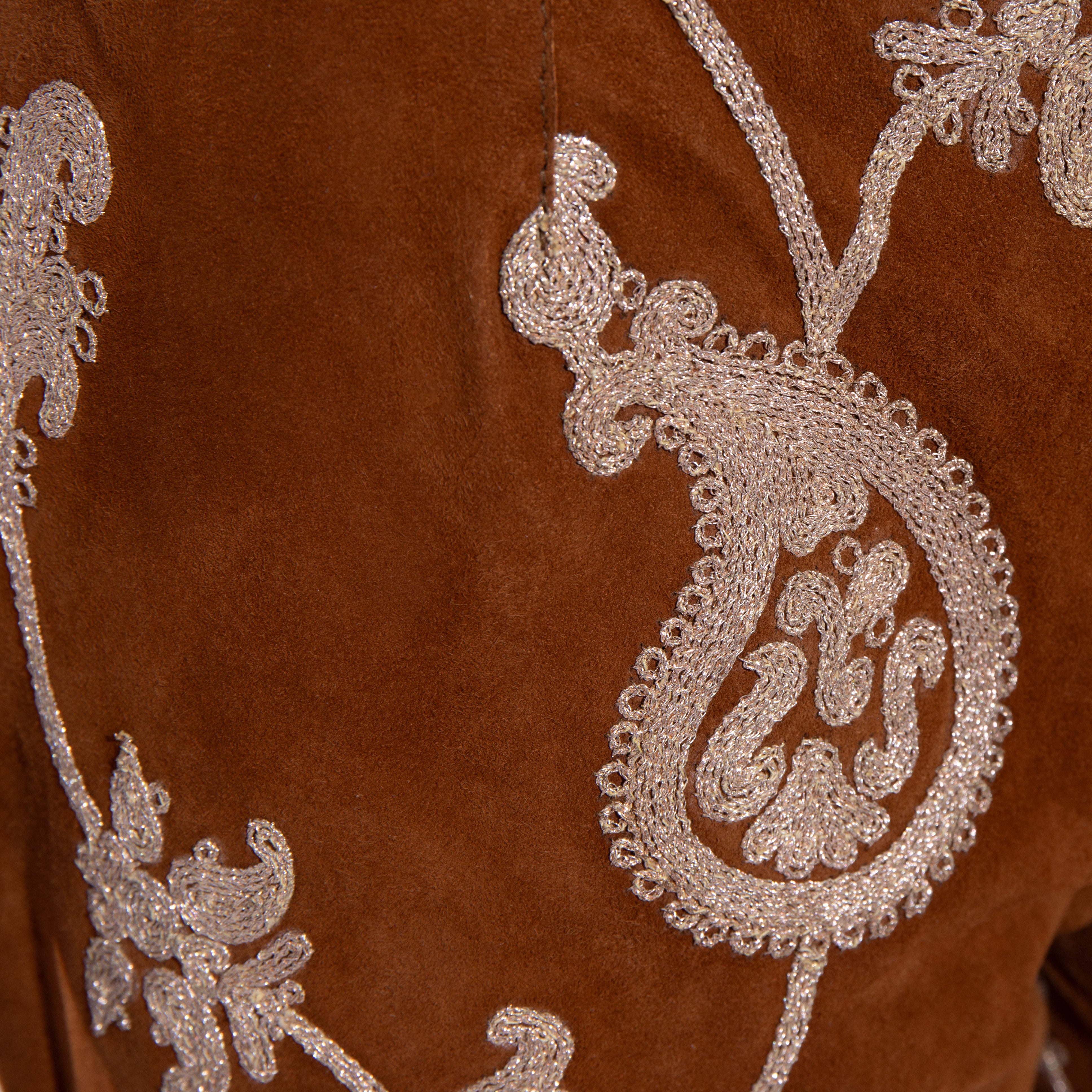 F/W 2002 Embroidered Suede Leather Pants