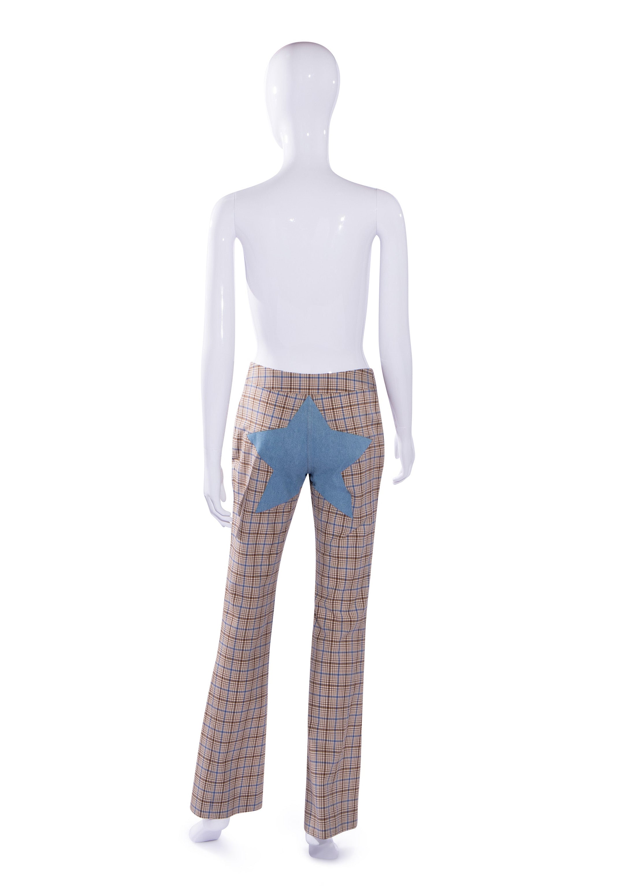 F/W 2001 Plaid Wool Trousers with Oversized Denim Star Patch