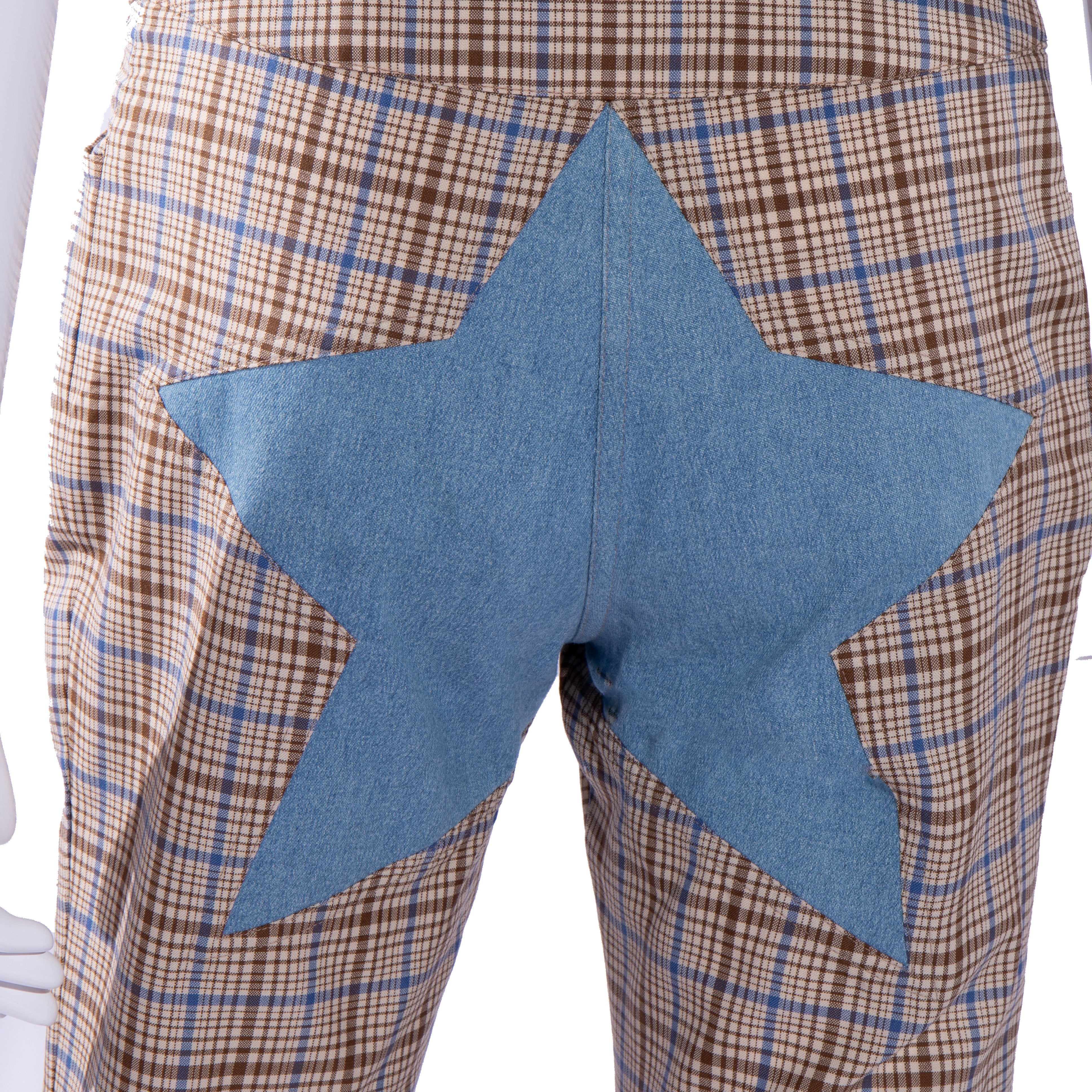 F/W 2001 Plaid Wool Trousers with Oversized Denim Star Patch