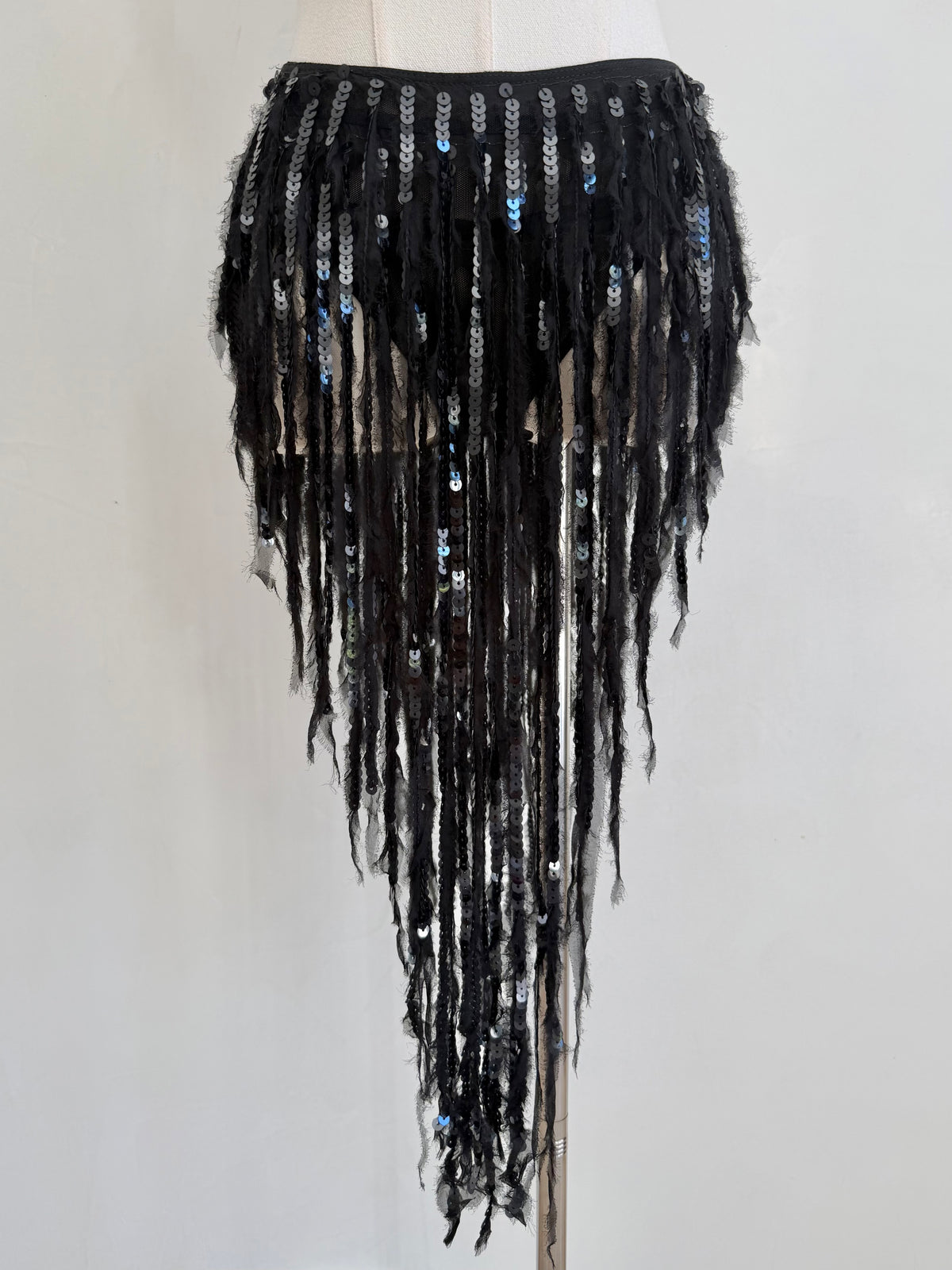F/W 2023 Black Sequin Fringe Skirt