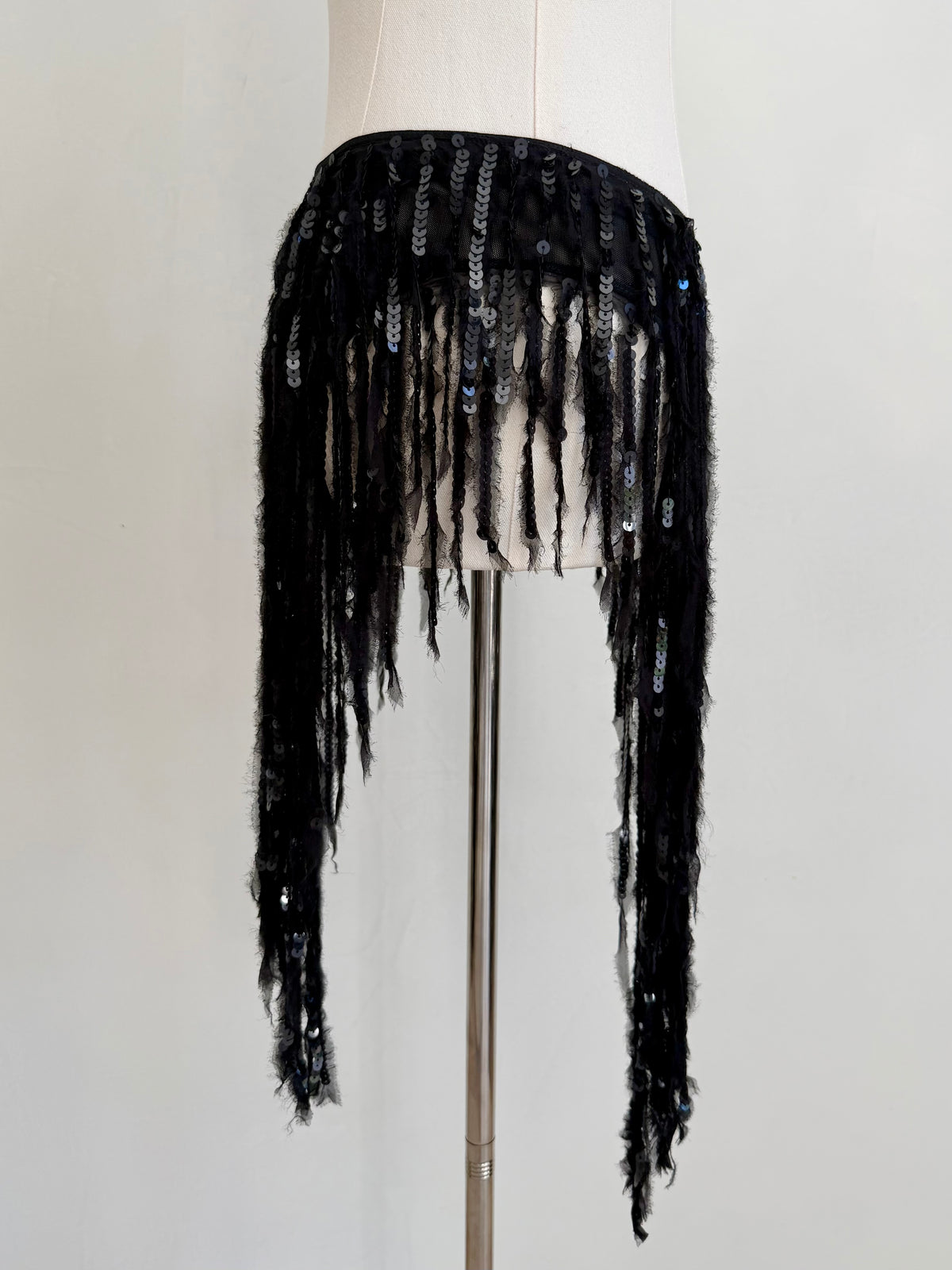 F/W 2023 Black Sequin Fringe Skirt