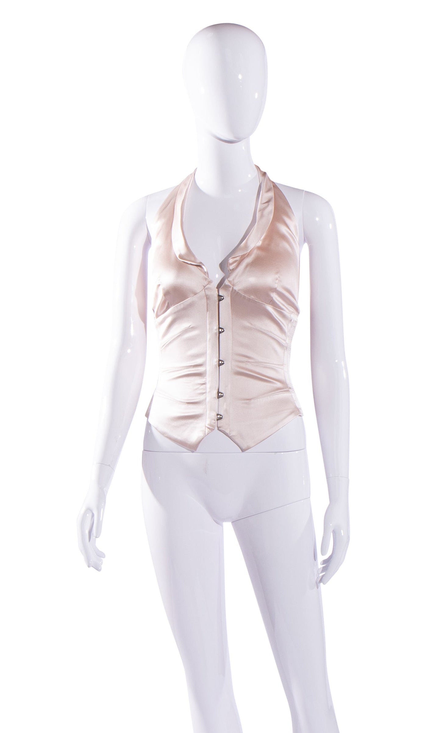 2003 Blush Silk Lace-Up Halter Corset