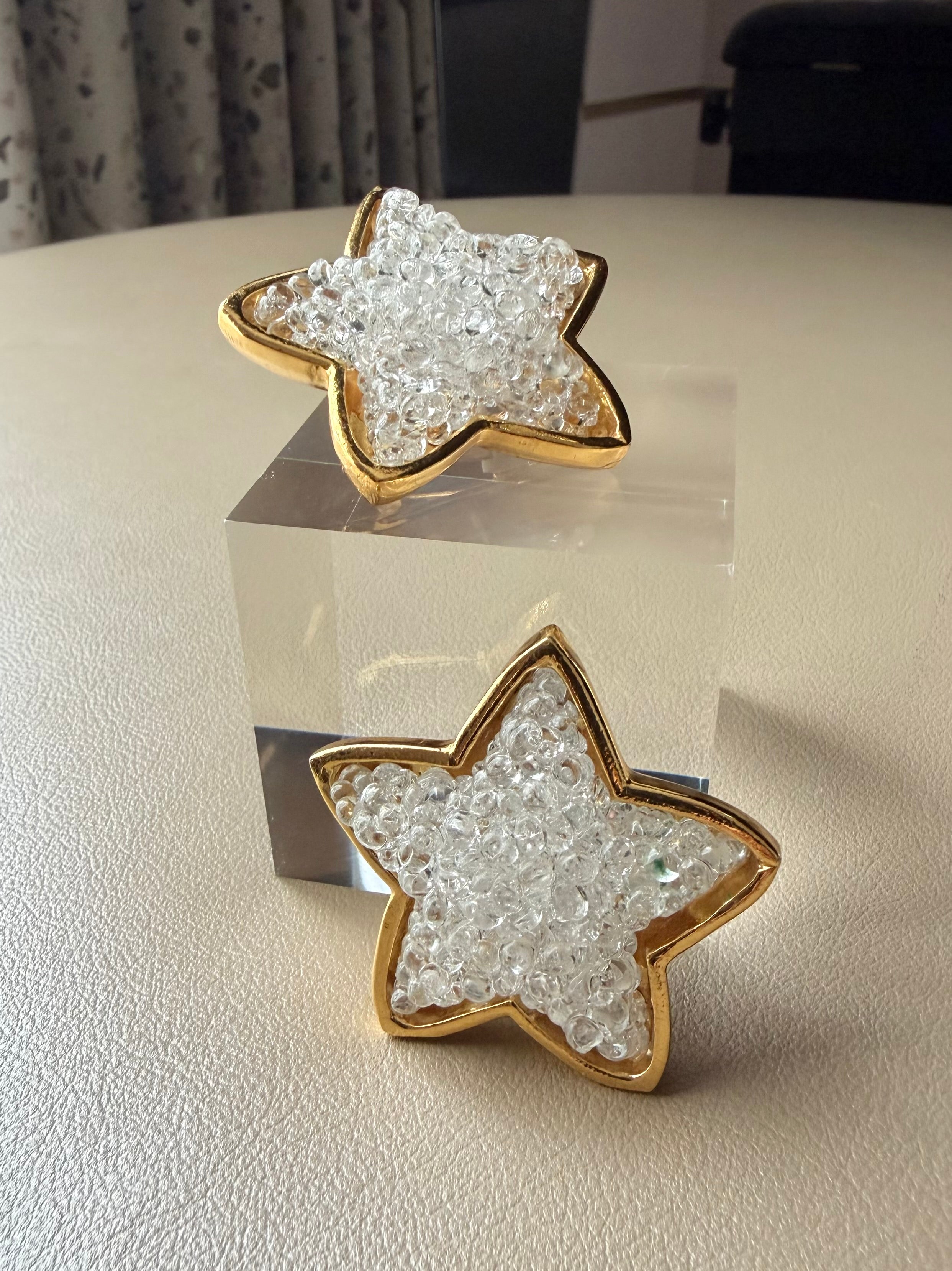 Gold Star Bubble Clip On Earrings