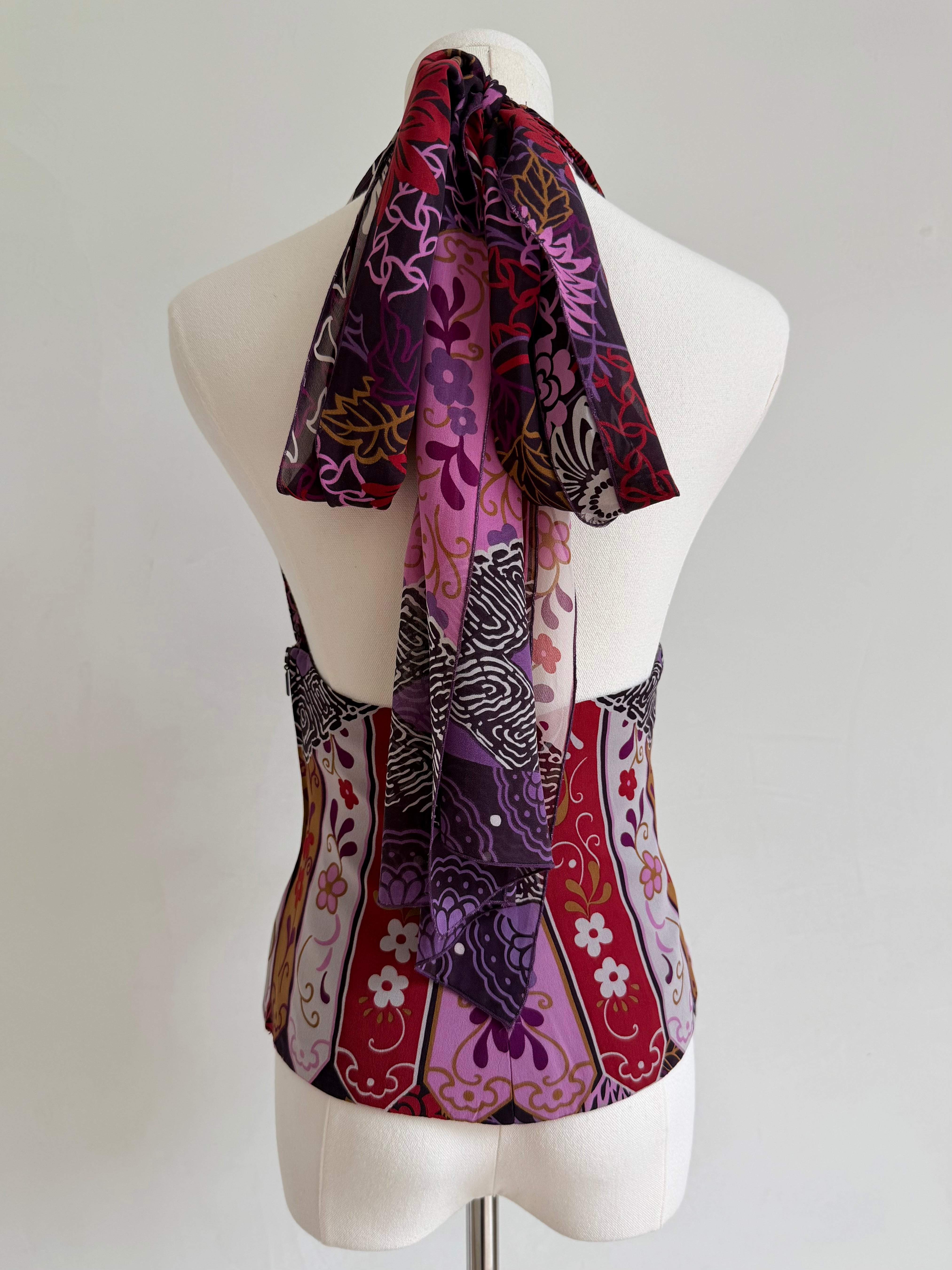 F/W 2006 Purple Patterned Silk Halter Top
