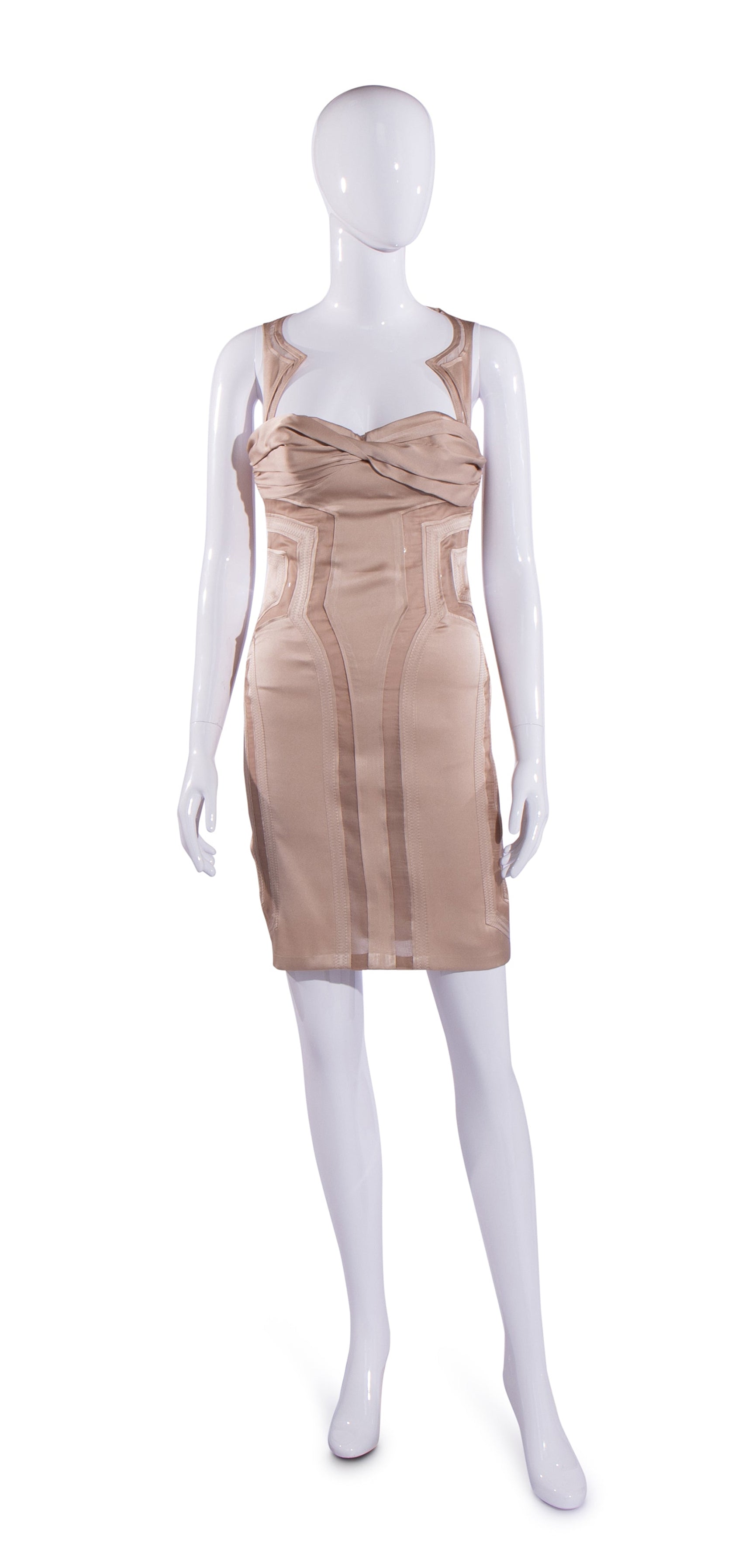 S/S 2005 Silk Light Brown Structured Mini Dress