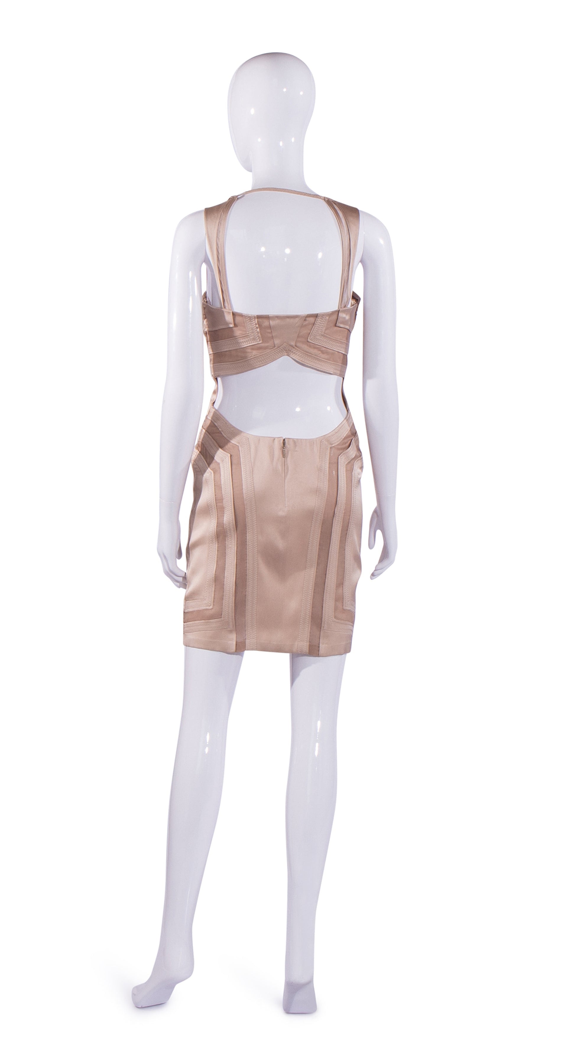 S/S 2005 Silk Light Brown Structured Mini Dress