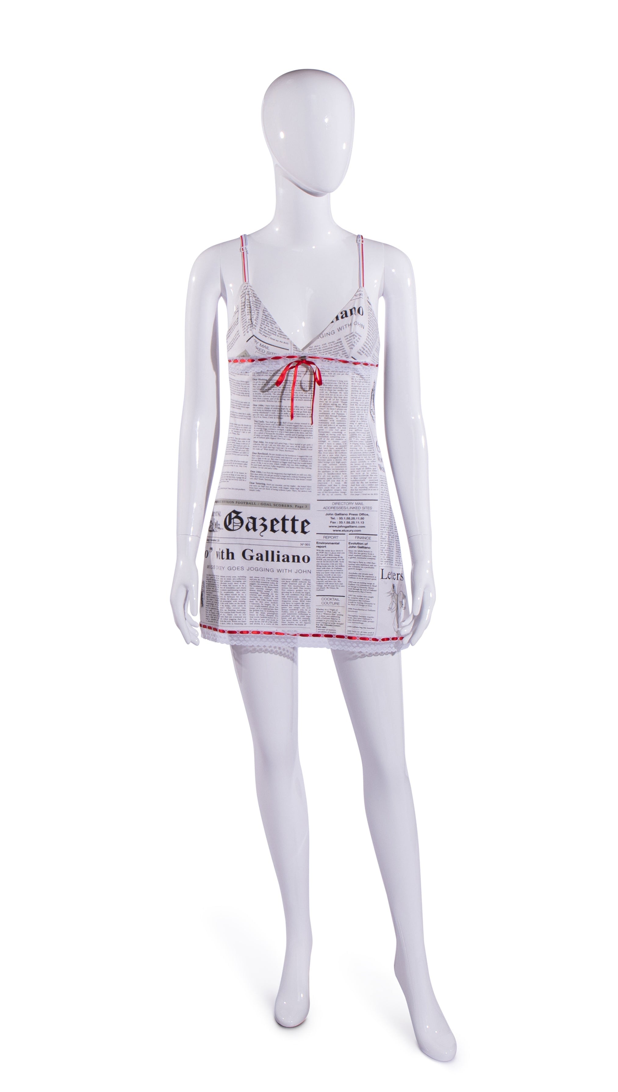 S/S 2006 White Newspaper “Gazette” Mini Dress
