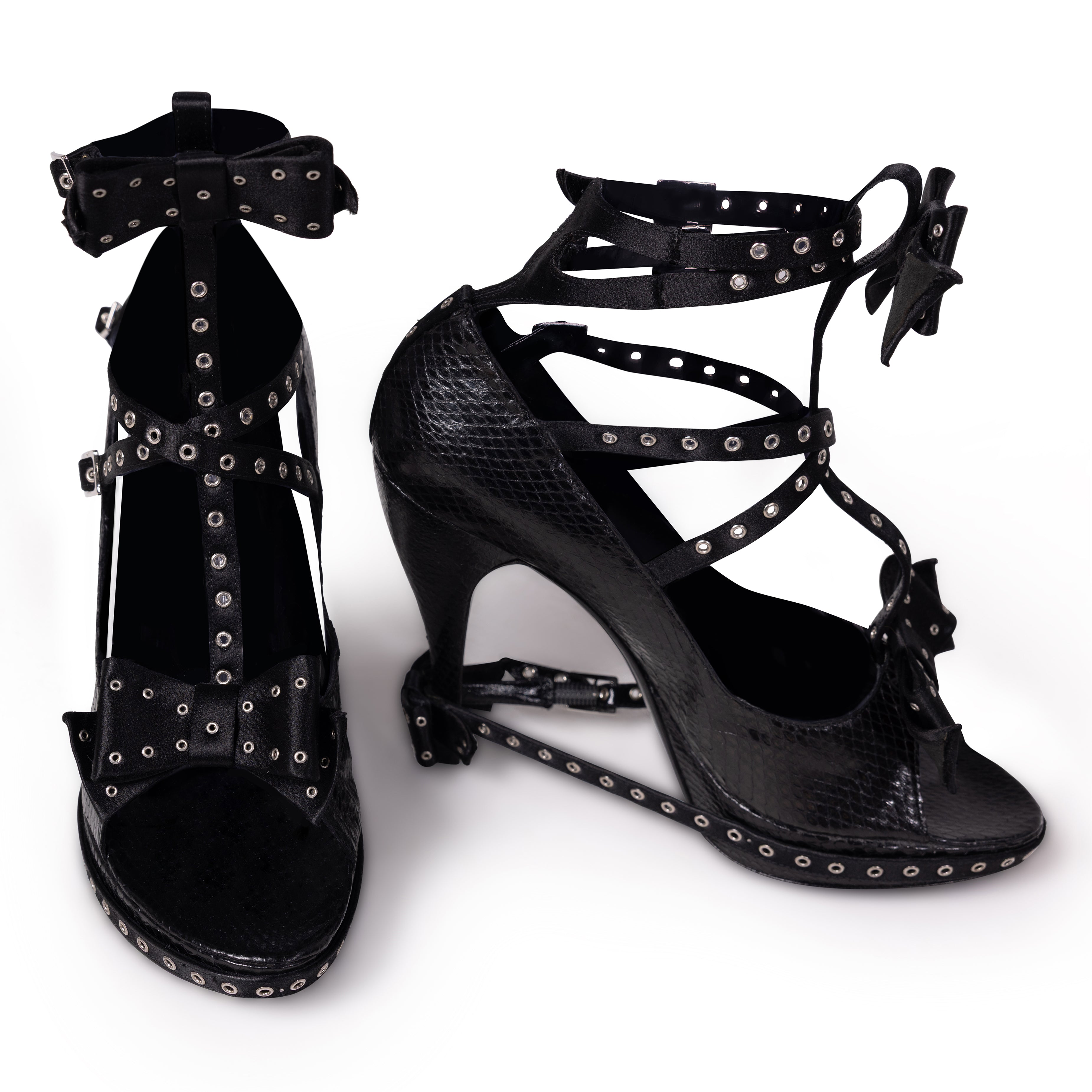 F/W 2003 Black Studded Bow Harness Heels