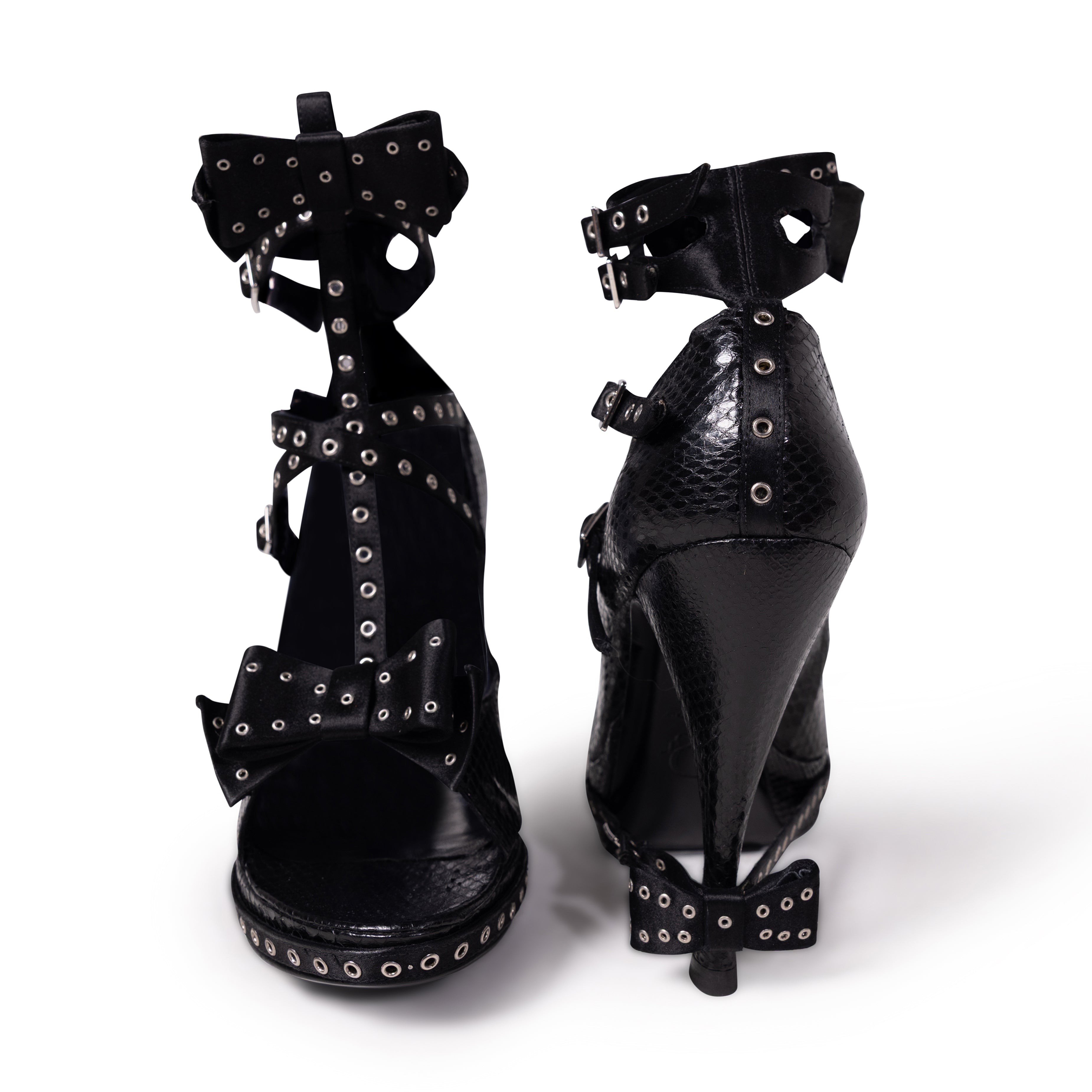F/W 2003 Black Studded Bow Harness Heels