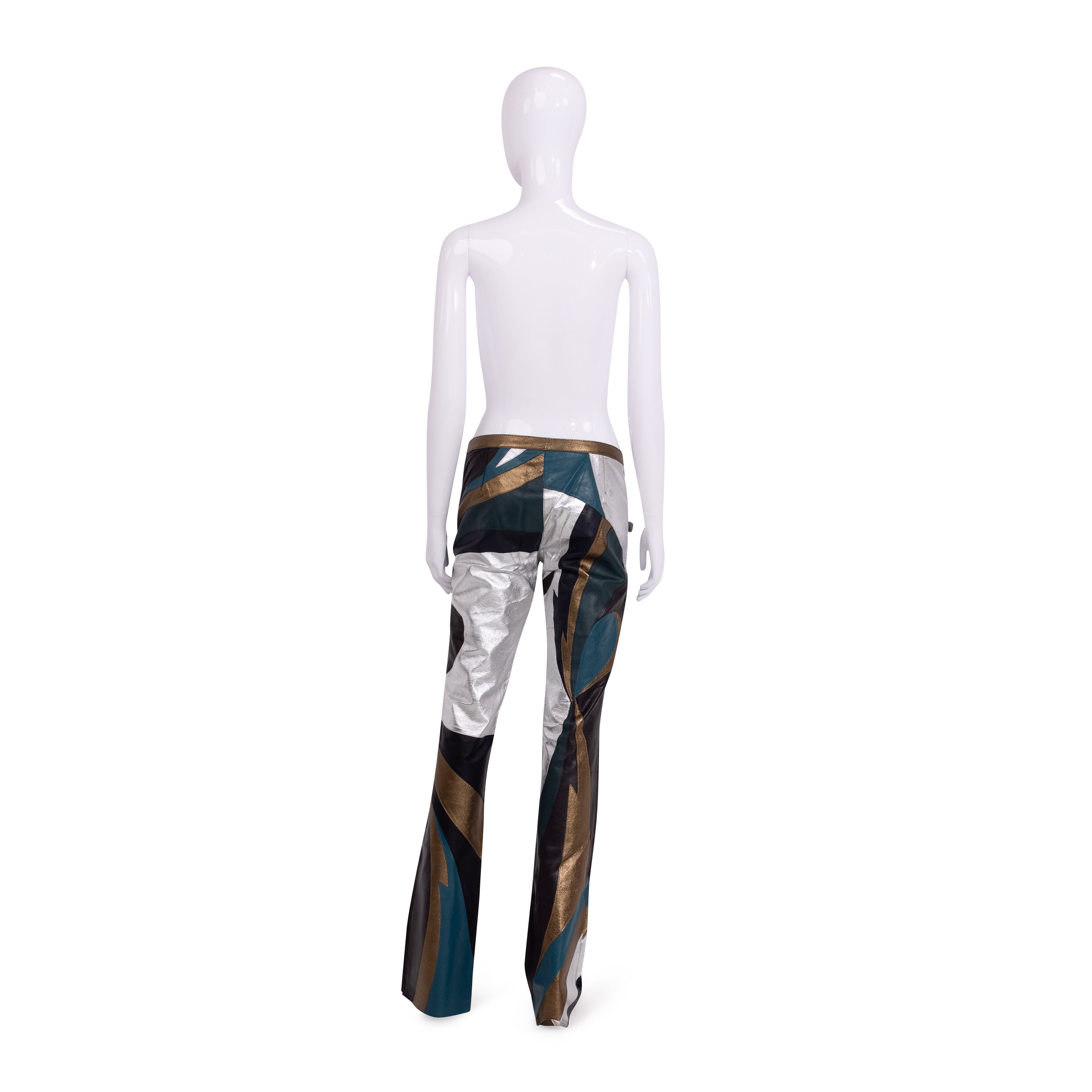 S/S 2002 Silver Leather Patchwork Trousers