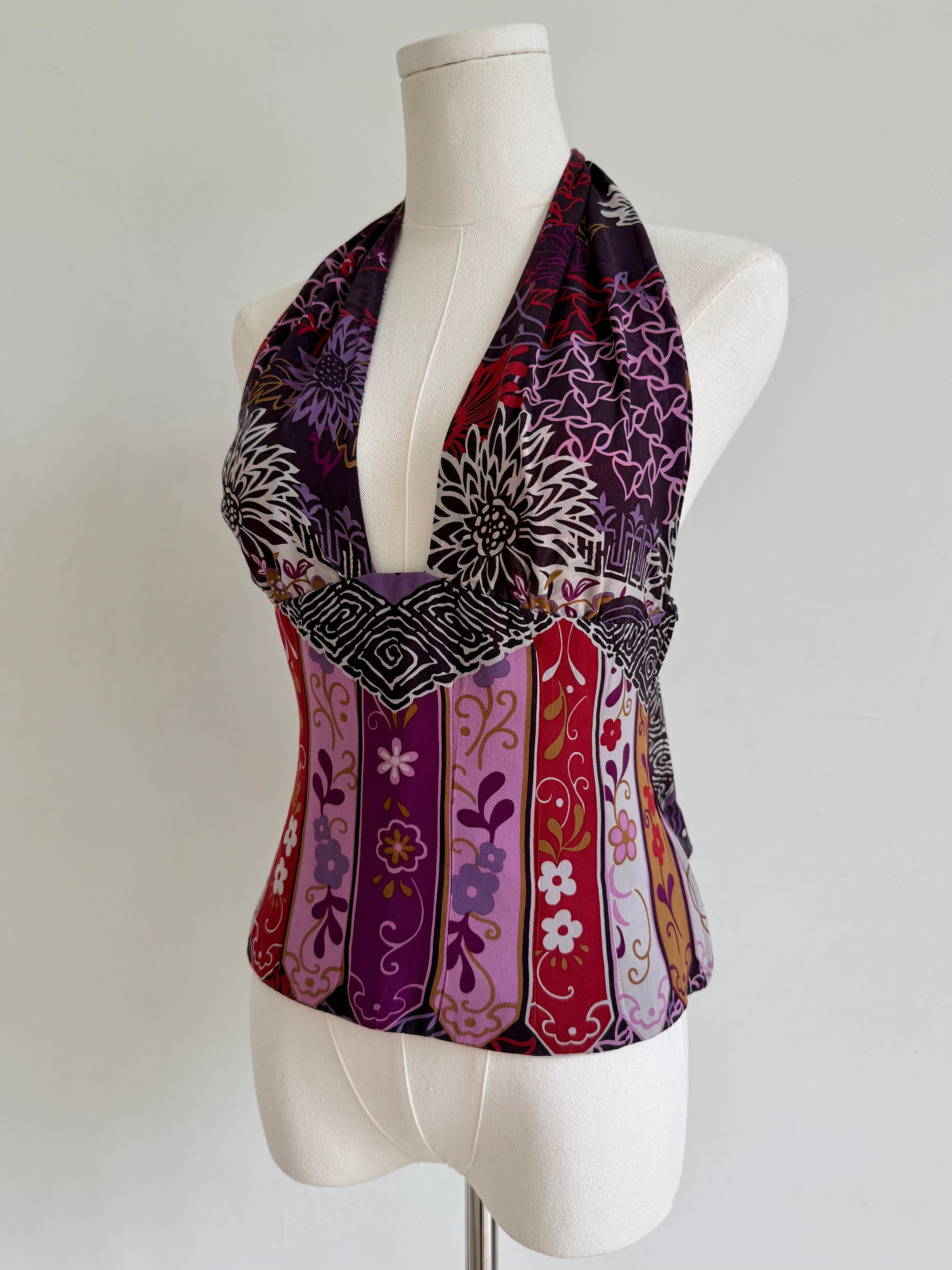 F/W 2006 Purple Patterned Silk Halter Top